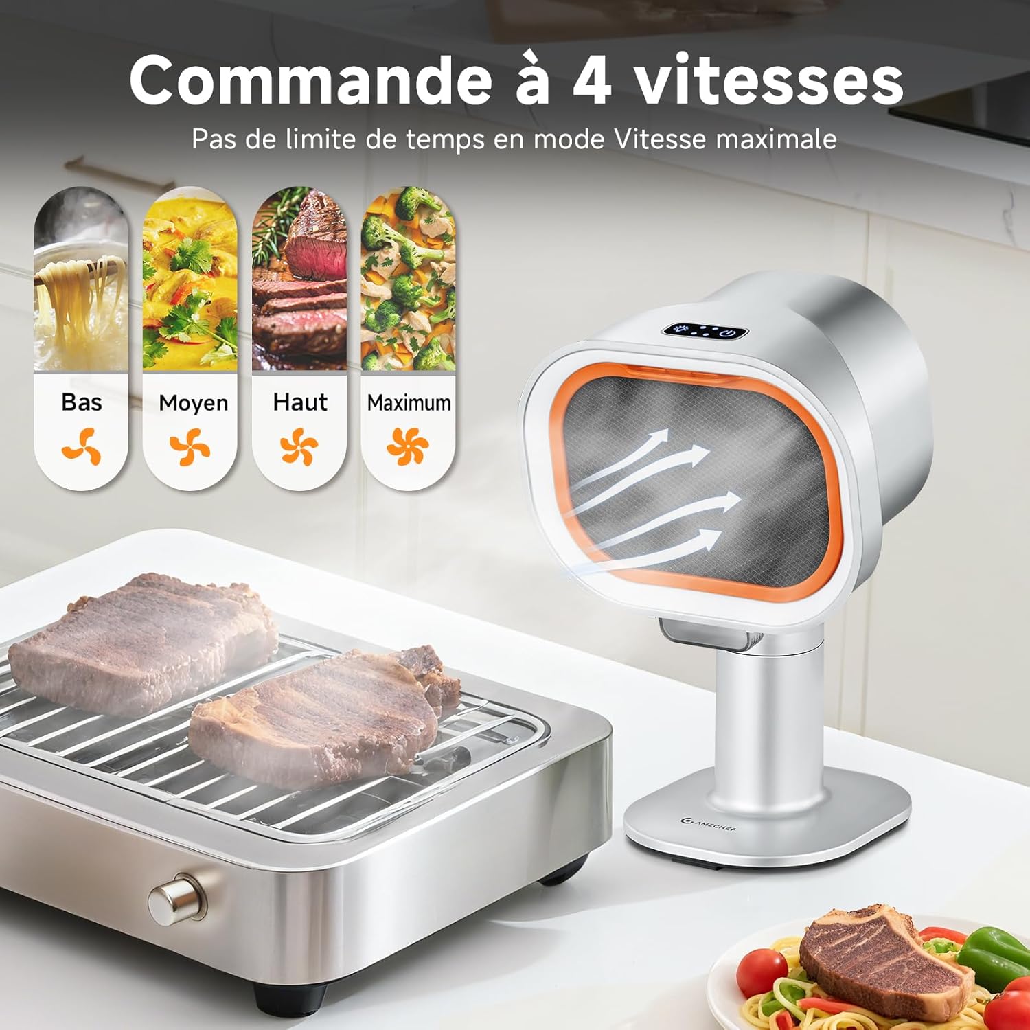Detalle de AMZCHEF hotte aspirante portable avec hauteur télescopique et inclinaison jusqu’à 40°