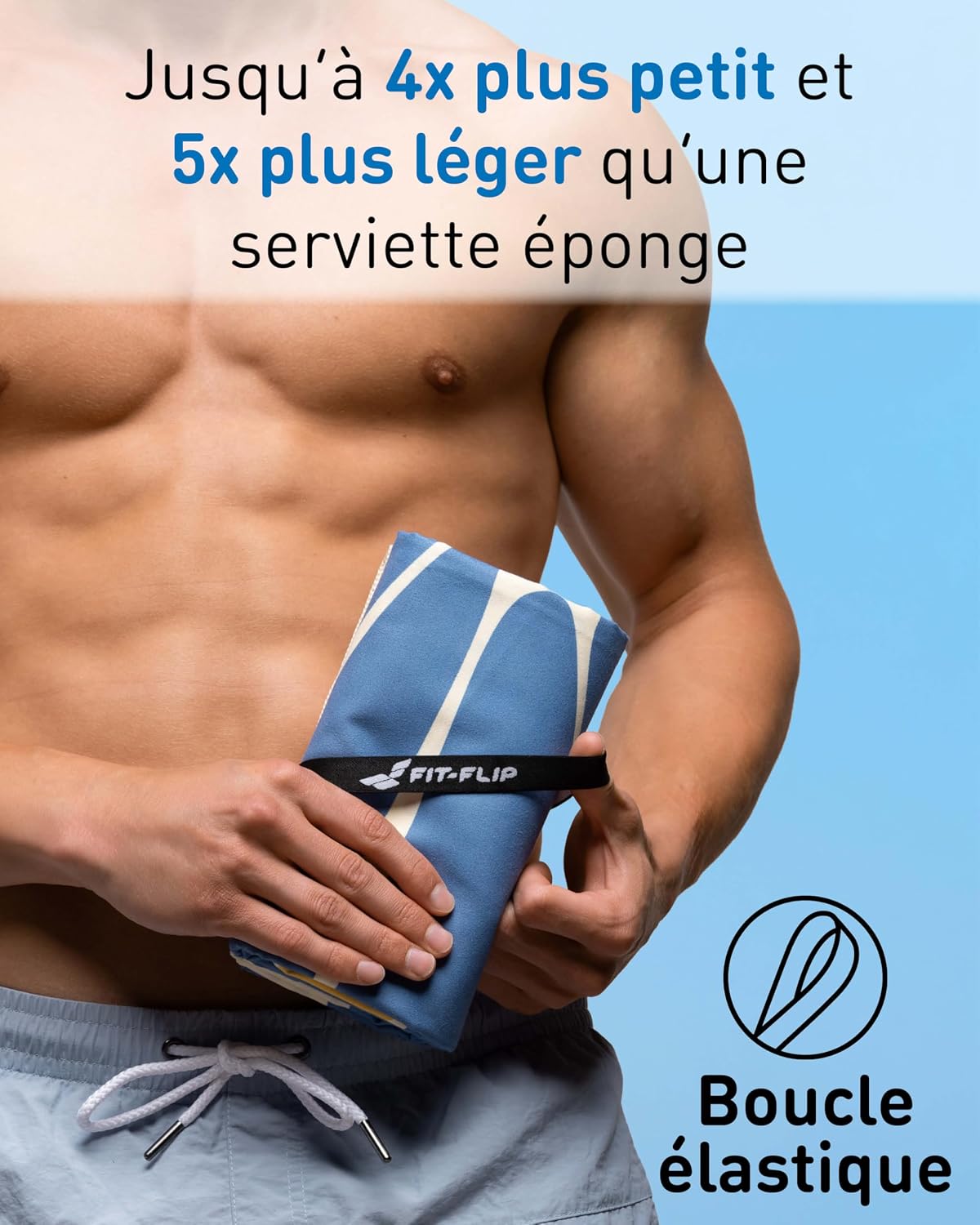 Detalle de Fit-Flip Serviette de Plage Microfibre XXL – 200 cm x 90 cm, Groovy Flowers, séchage rapide, 100% recyclée