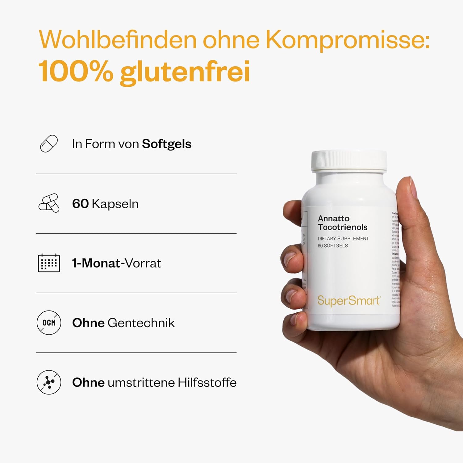 Thumbnail 4 de Annatto Tocotrienole (DeltaGold®) – natürliche Vitamin-E-Quelle, 60 Softgels, glutenfrei