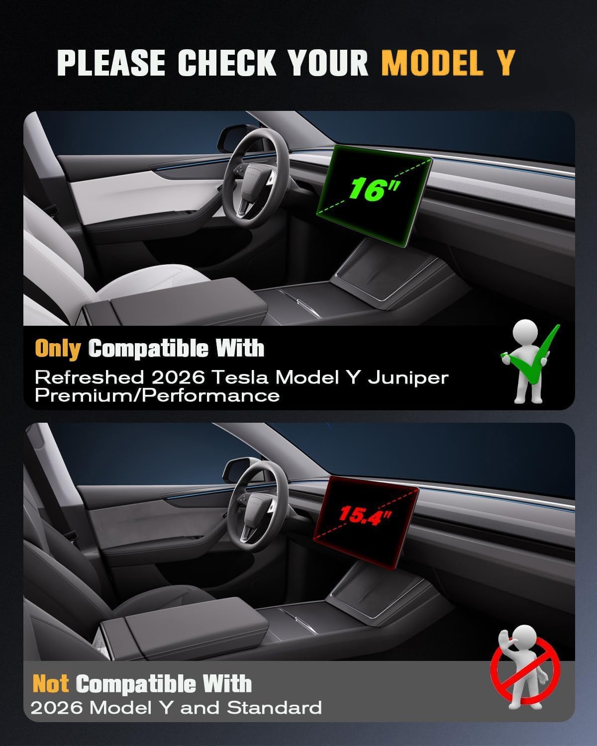 Thumbnail 1 de 2026 Tesla Model Y Juniper & Model Y L Screen Protector 16"+8" (QHD 16" Display) – Refreshed Premium/Performance