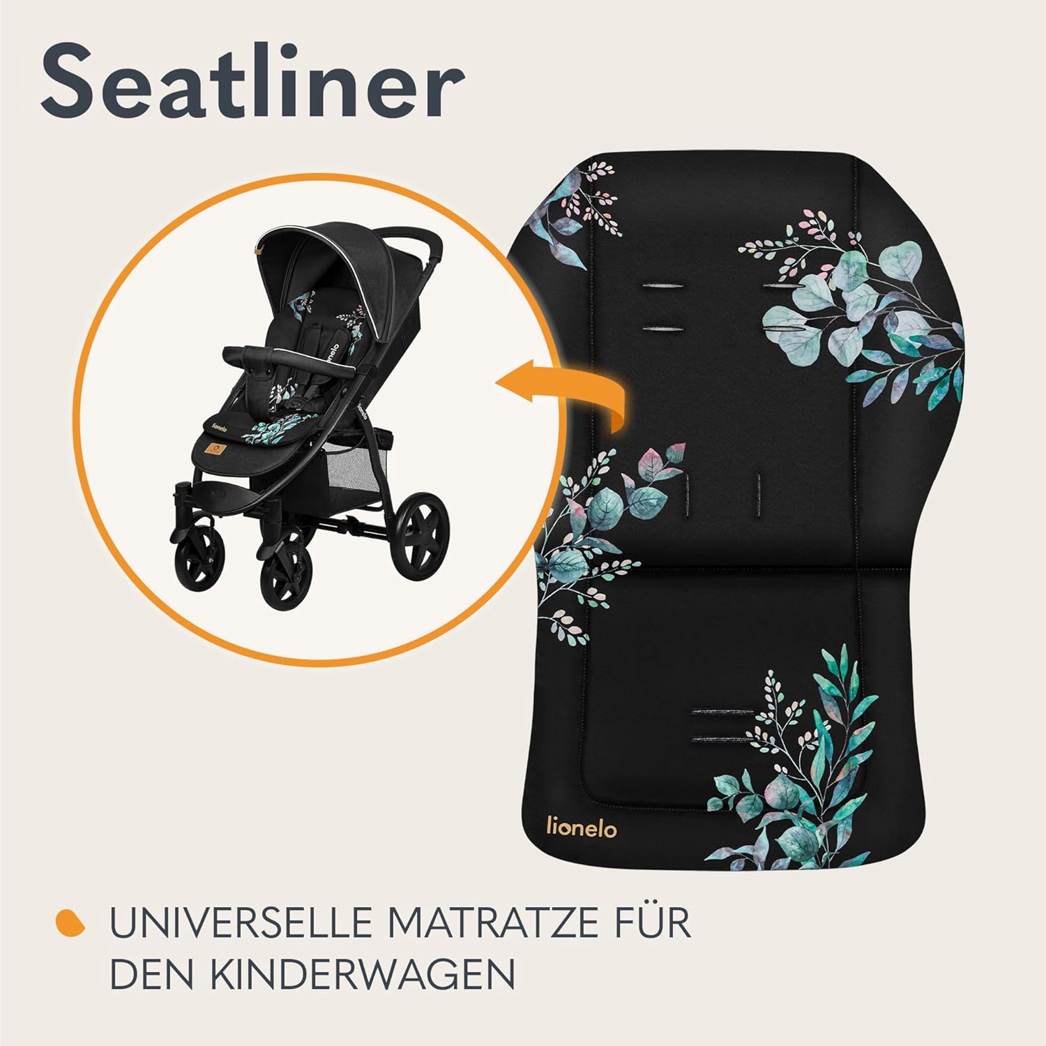 Detalle 2 de Lionelo Seatliner Universelle Kinderwagenmatratze – beidseitig nutzbar, wasserabweisend, kompatibel mit den meisten Buggy-Modellen