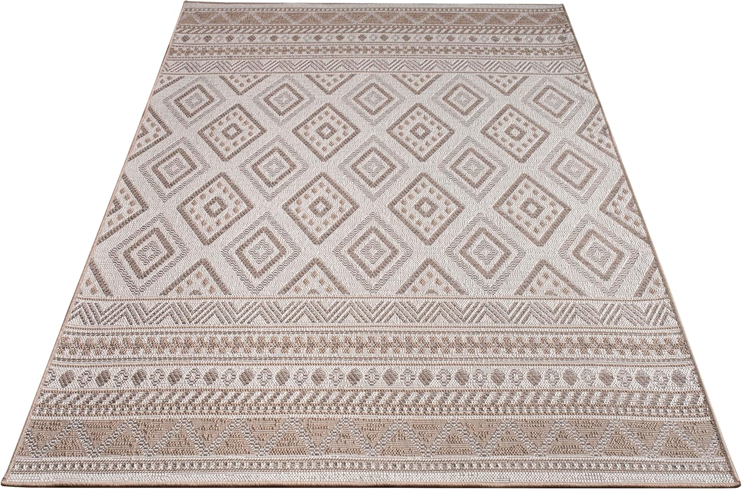 Thumbnail 5 de Paco Home Outdoor Teppich Flachgewebe Modern Boho-Style wetterfest & UV-beständig, 200x280 cm, Beige 2