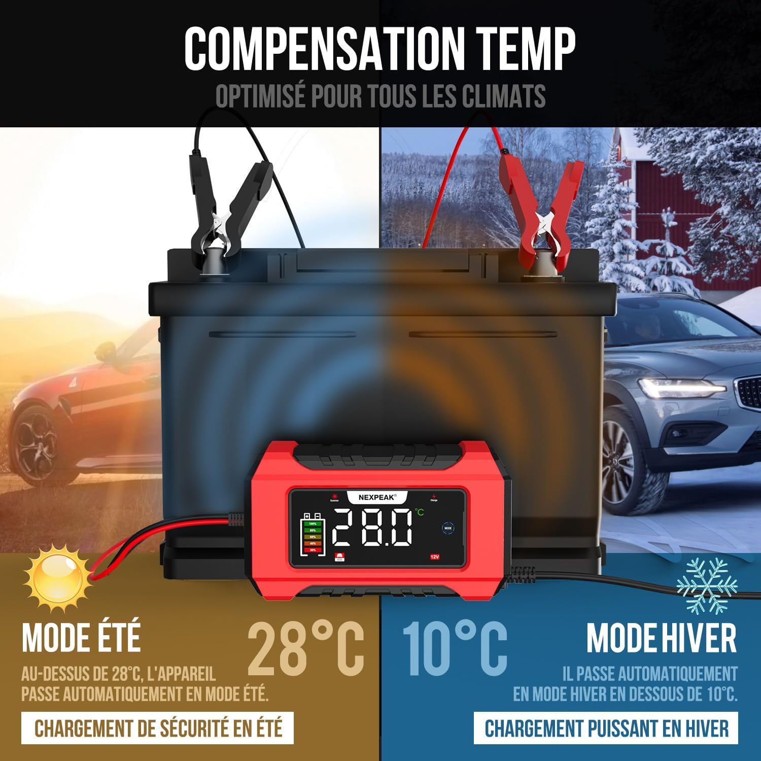 Thumbnail 6 de Chargeur de Batterie de Voiture 12V/24V 15A/8A intelligent — LiFePO4 et Plomb-ACID