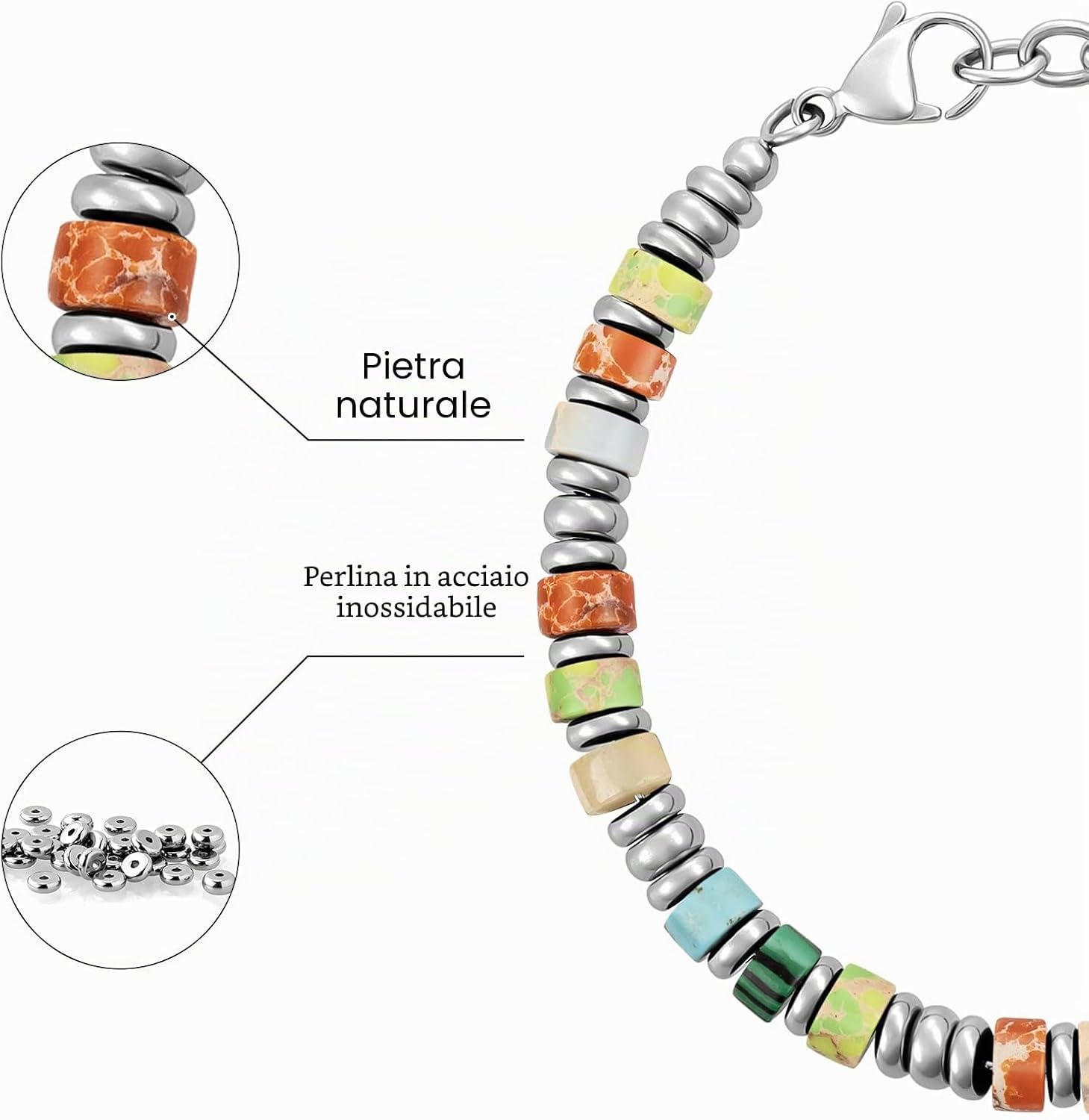 Detalle 1 de SIUMAL bracciale boho in acciaio inox uomo