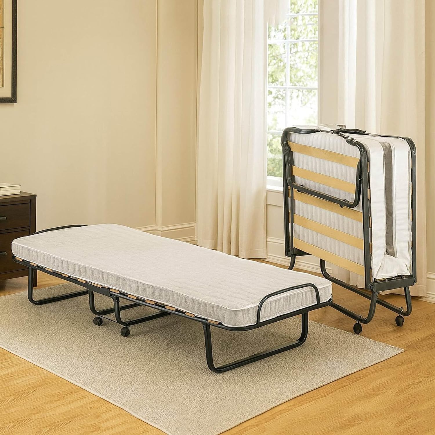 Detalle de Talamo Italia Letto Pieghevole Deva: brandina 80x190 con rete 12 doghe e materasso incluso