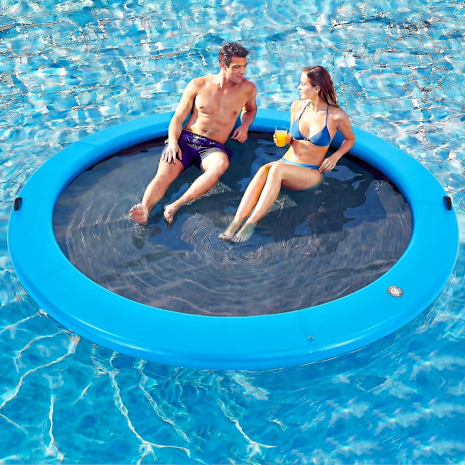 Detalle de Danrelax 12x12 ft Round Inflatable Floating Dock with Sunchill Ring