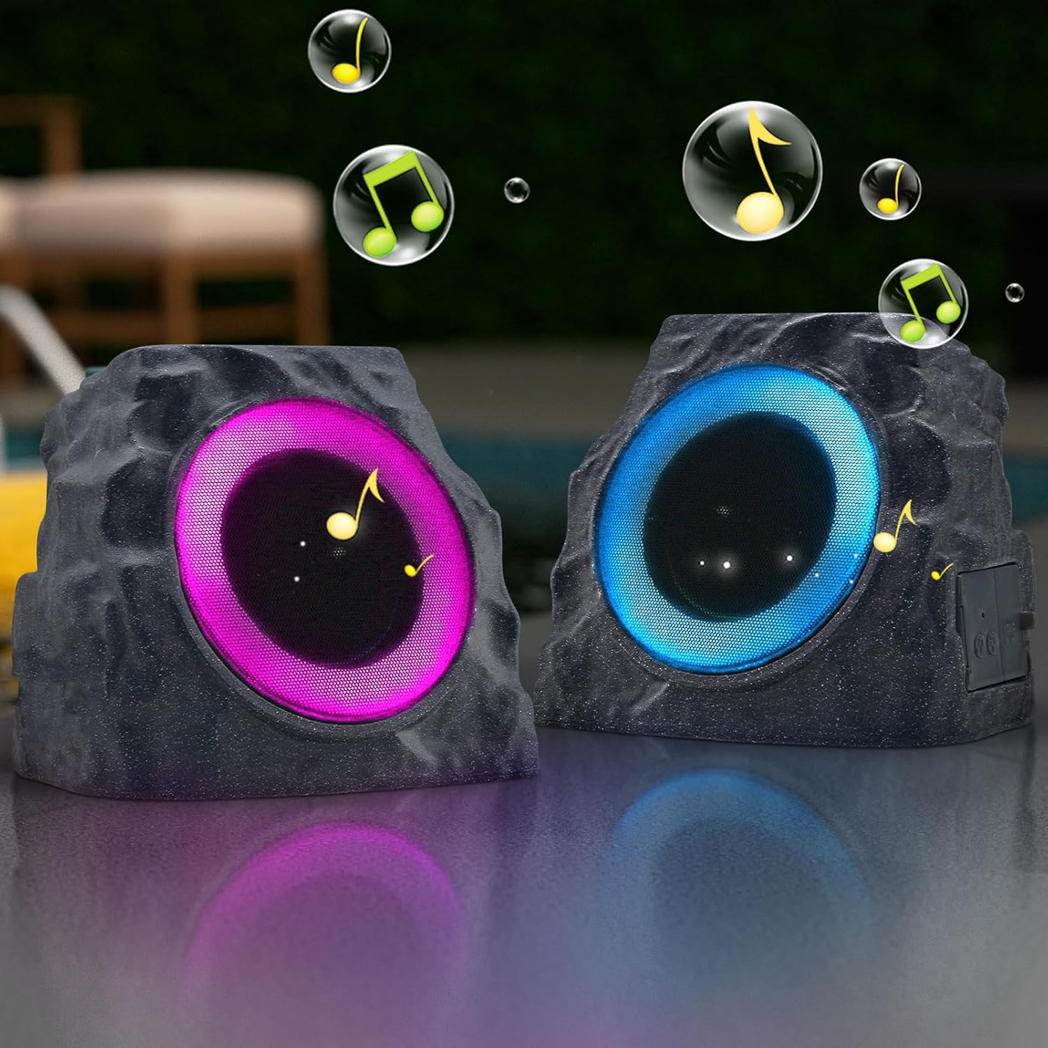 Thumbnail 6 de uuffoo 2-Pack Solar Powered Rock Speakers for Outdoor Patios (IP44, RGB lights)