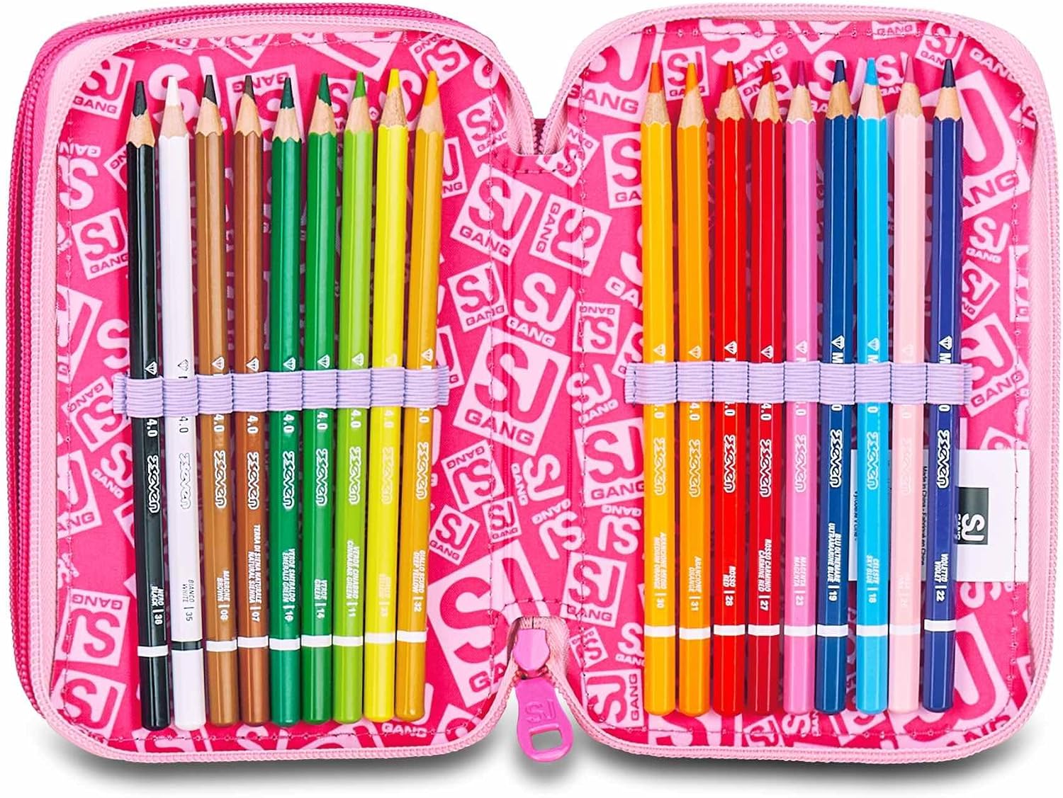 Detalle de SJ GANG STYLE JAM GANG Astuccio Scuola 3 Zip, Fucsia – Triplo Scomparto per Scuola Elementare