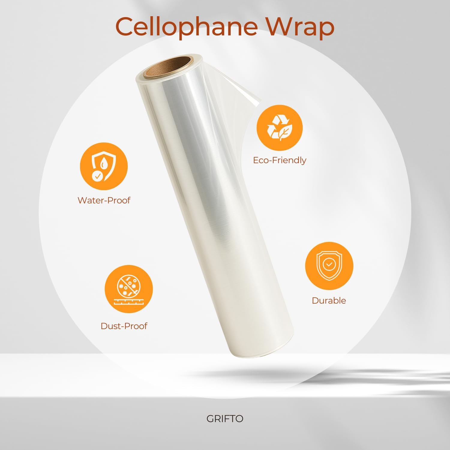 Thumbnail 2 de GRIFTO Clear Cellophane Wrap 80cm x 30m – Heavy Duty, Food Grade, Tear Resistant