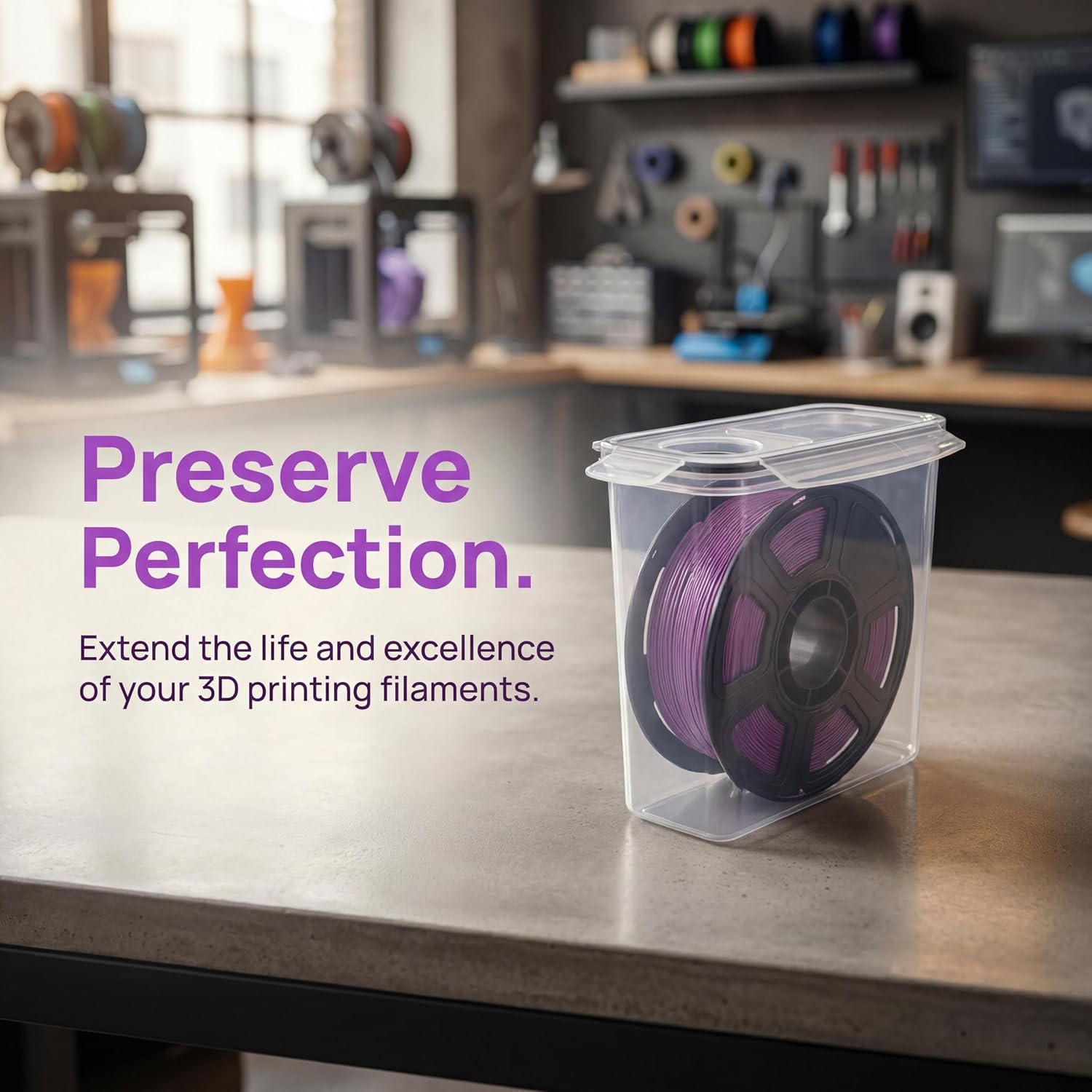 Detalle 2 de Withosent Filament Box 4er Pack – pojemniki na filament 3D 4,0 l z osuszaczem i etykietami