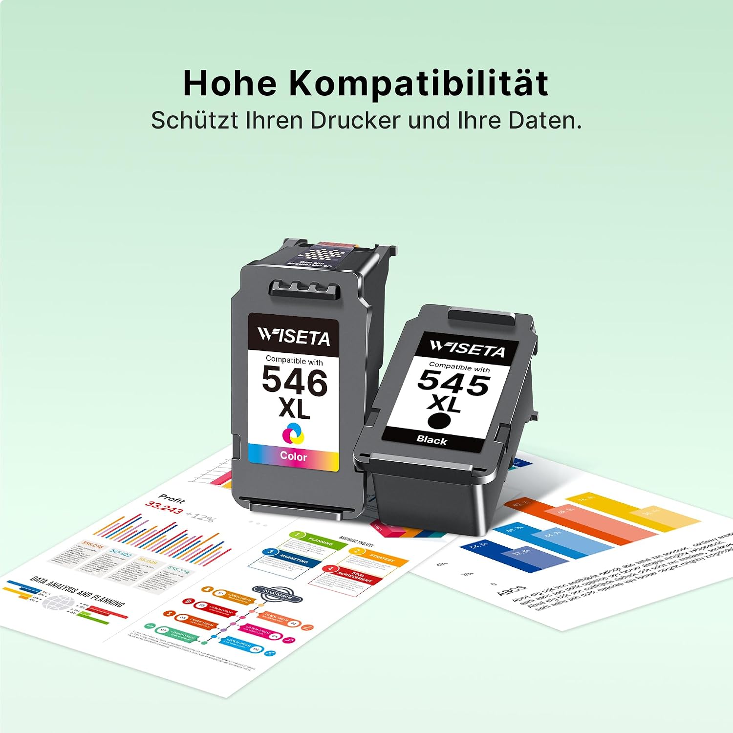 Thumbnail 6 de WISETA PG-545XL CL-546XL Patronen – Kompatibel für Canon Druckerpatronen (Multipack 545 XL Schwarz + 546 XL Farbe)