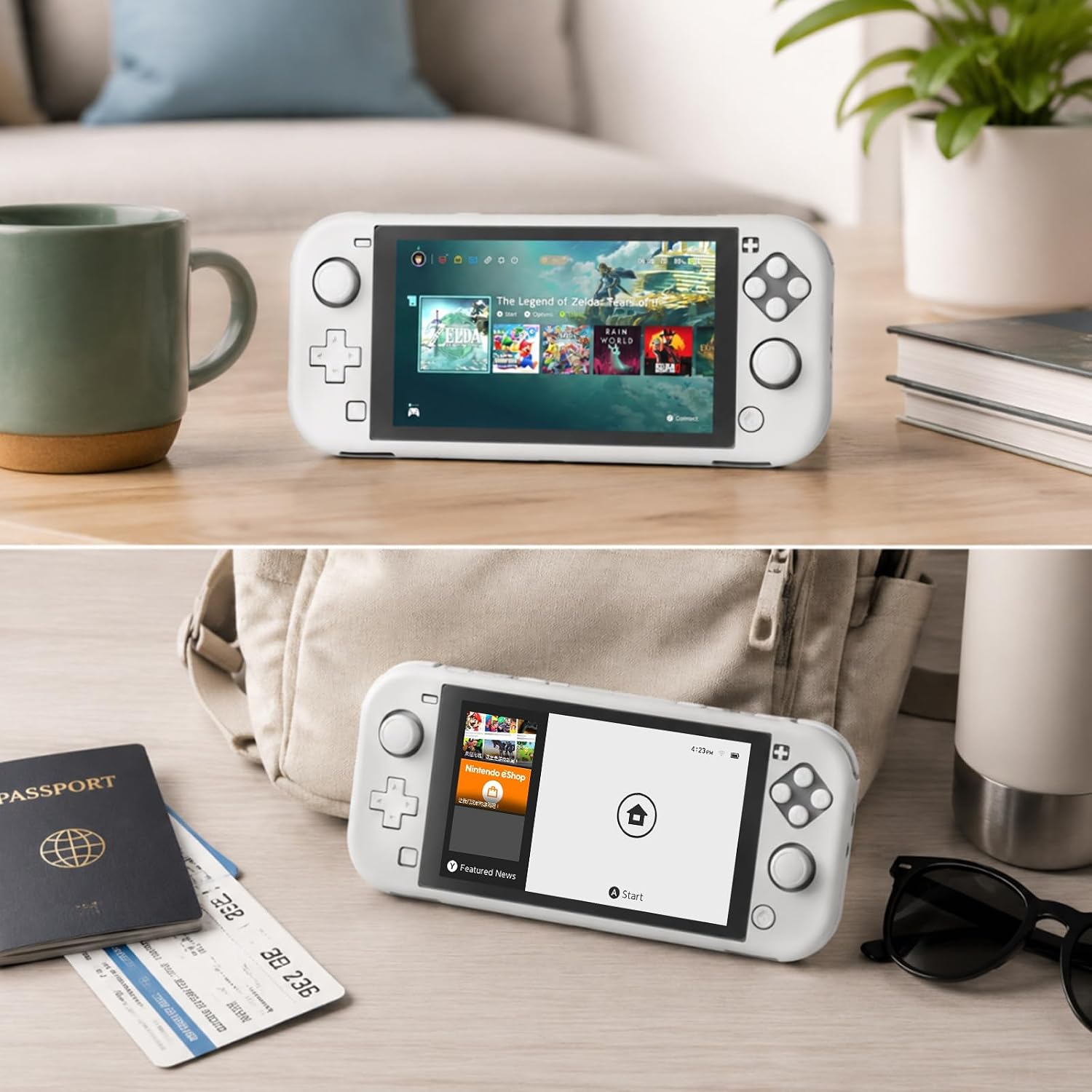 Thumbnail 1 de NANANINO 01 Nintendo Switch Lite Grip Case, White Hard Shell with Ergonomic Handles