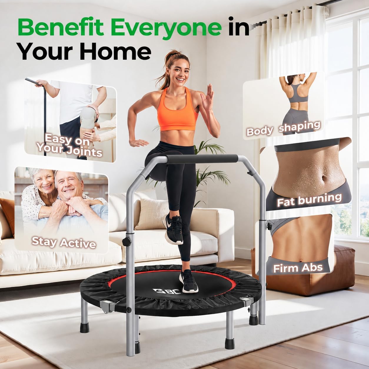 Detalle 2 de BCAN SP2 TX-6389CU 40-Inch Foldable Rebounder with Adjustable Handle