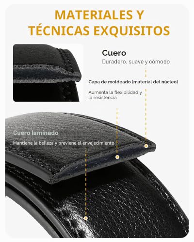 Detalle de CHAOREN Cinturón de cuero para hombre 35 mm: negro o marrón, uso formal e informal