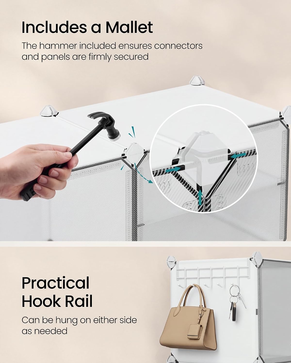 Detalle 2 de SONGMICS LPC035W01 Interlocking Shoe Rack, 10 Compartments, Steel Frame, White