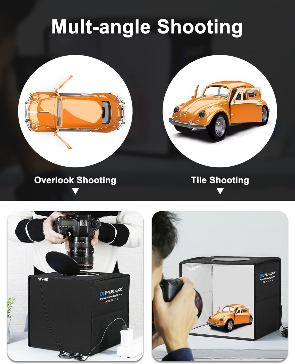 Thumbnail 2 de PULUZ Mini Photo Studio Light Box: Portable 104-LED Shooting Tent with 6 Double-Sided Backgrounds