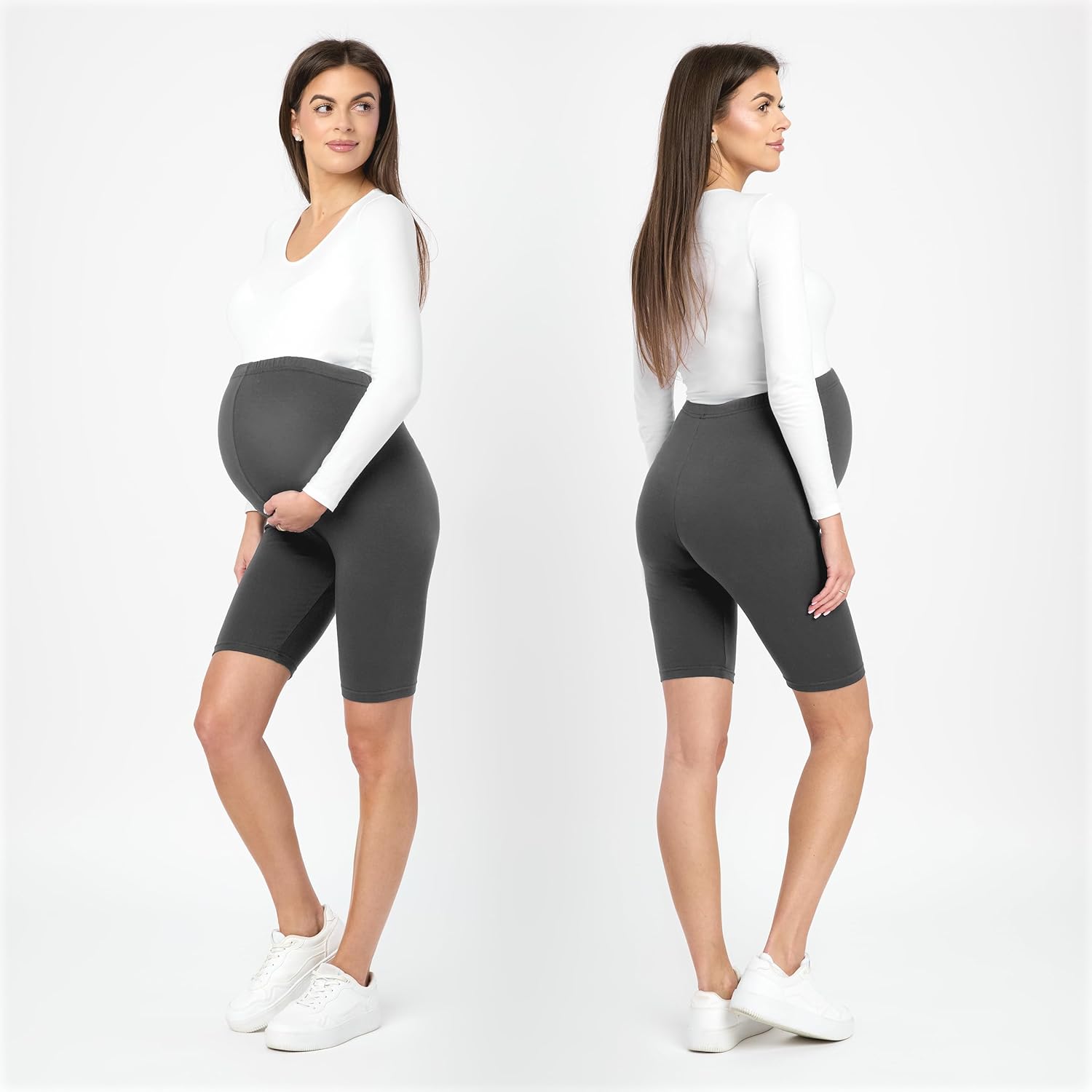 Detalle de Be Mammy Leggings Premaman Corti BE20-228: comfort e stile per tutta la gravidanza