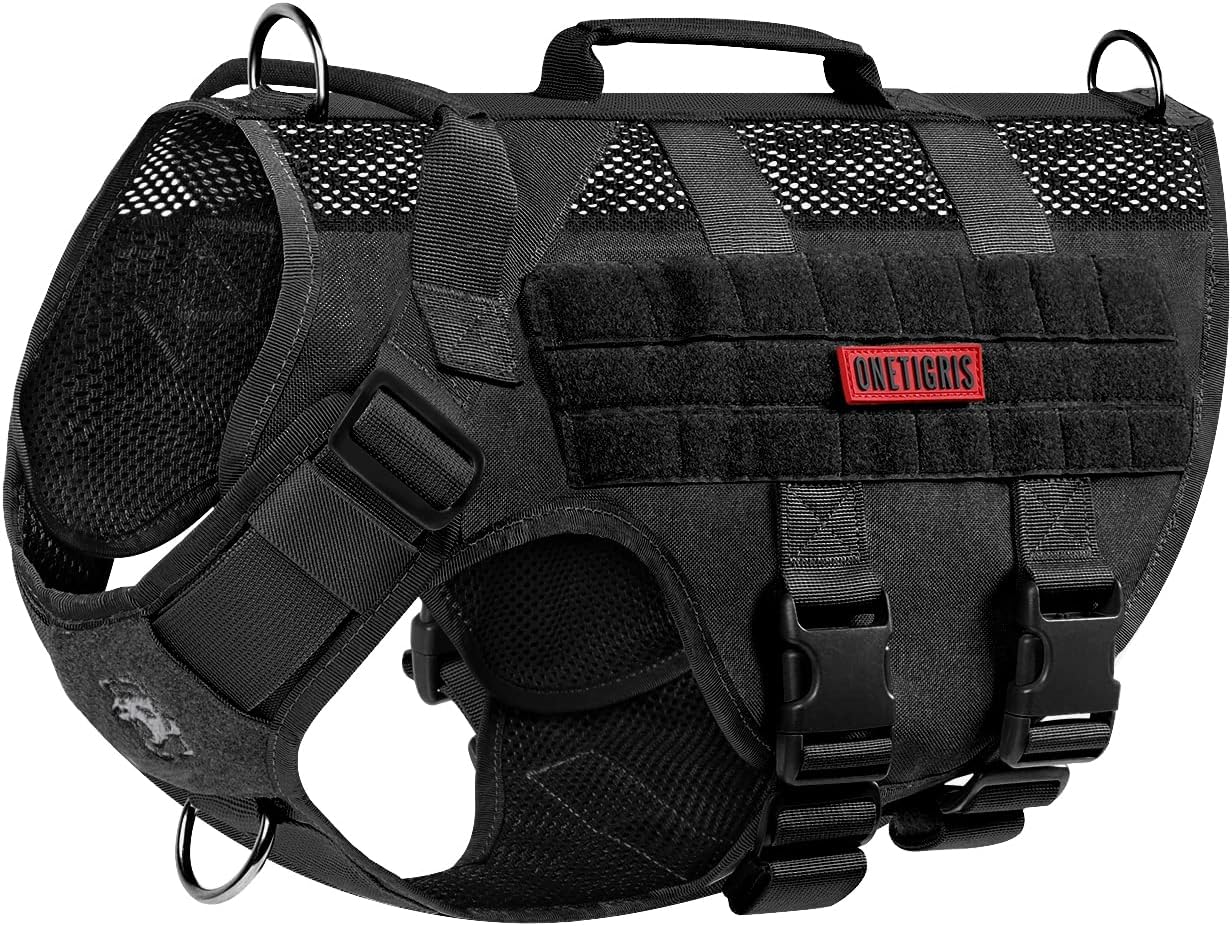 Detalle de OneTigris Hundegeschirr AIRE MESH (No Pull) für mittelgroße Hunde, verstellbar, atmungsaktiv, Schwarz (M)