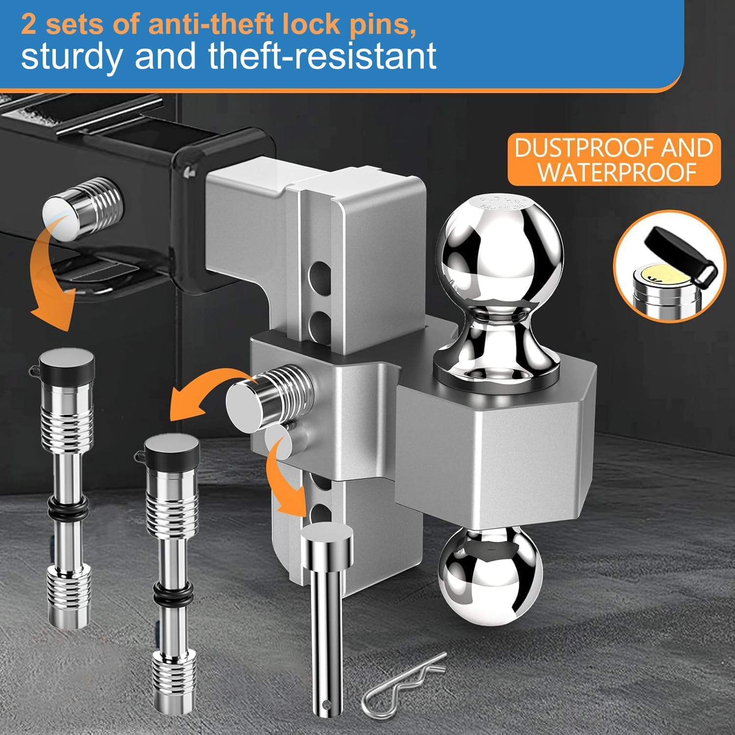 Detalle de Tlvuvmo Adjustable Trailer Hitch for 2 Inch Receiver with Dual-Ball Design
