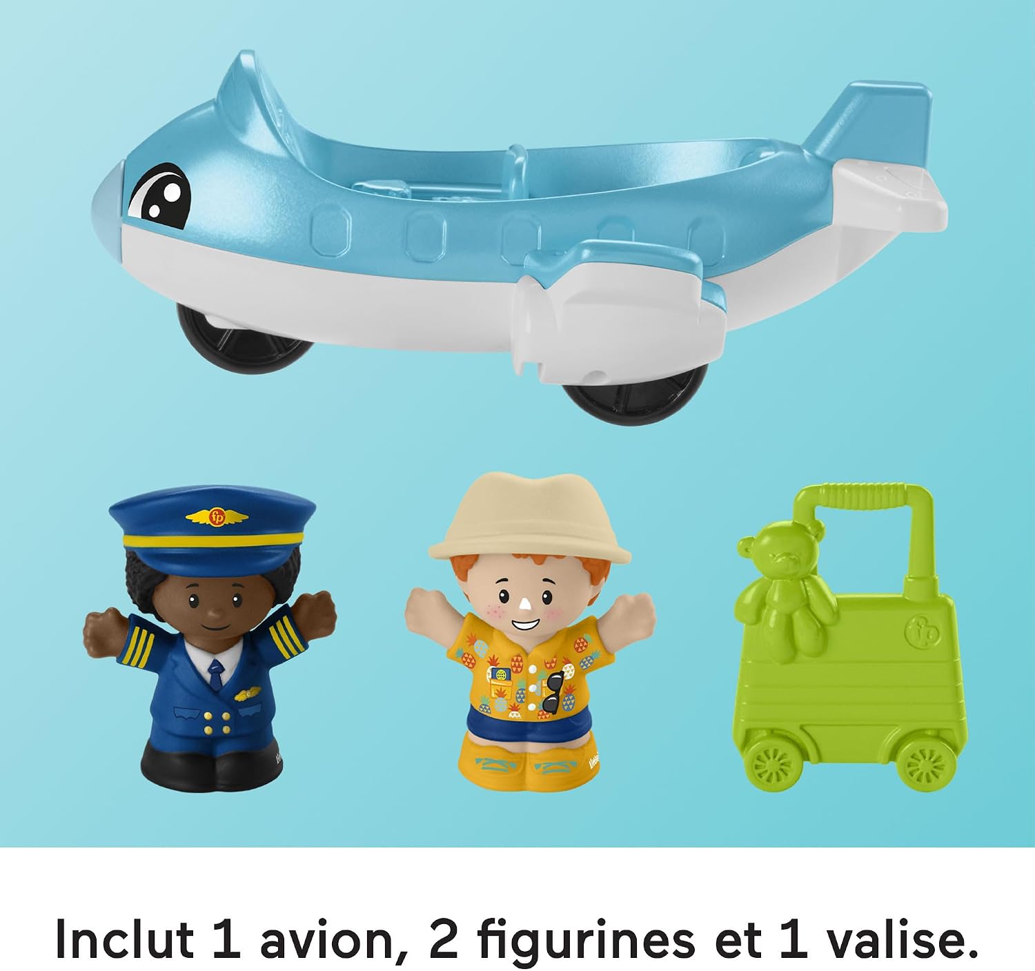 Detalle de Little People Fisher-Price Coffret interactif Aventures à l’aéroport (HTJ26) avec avion et 2 figurines