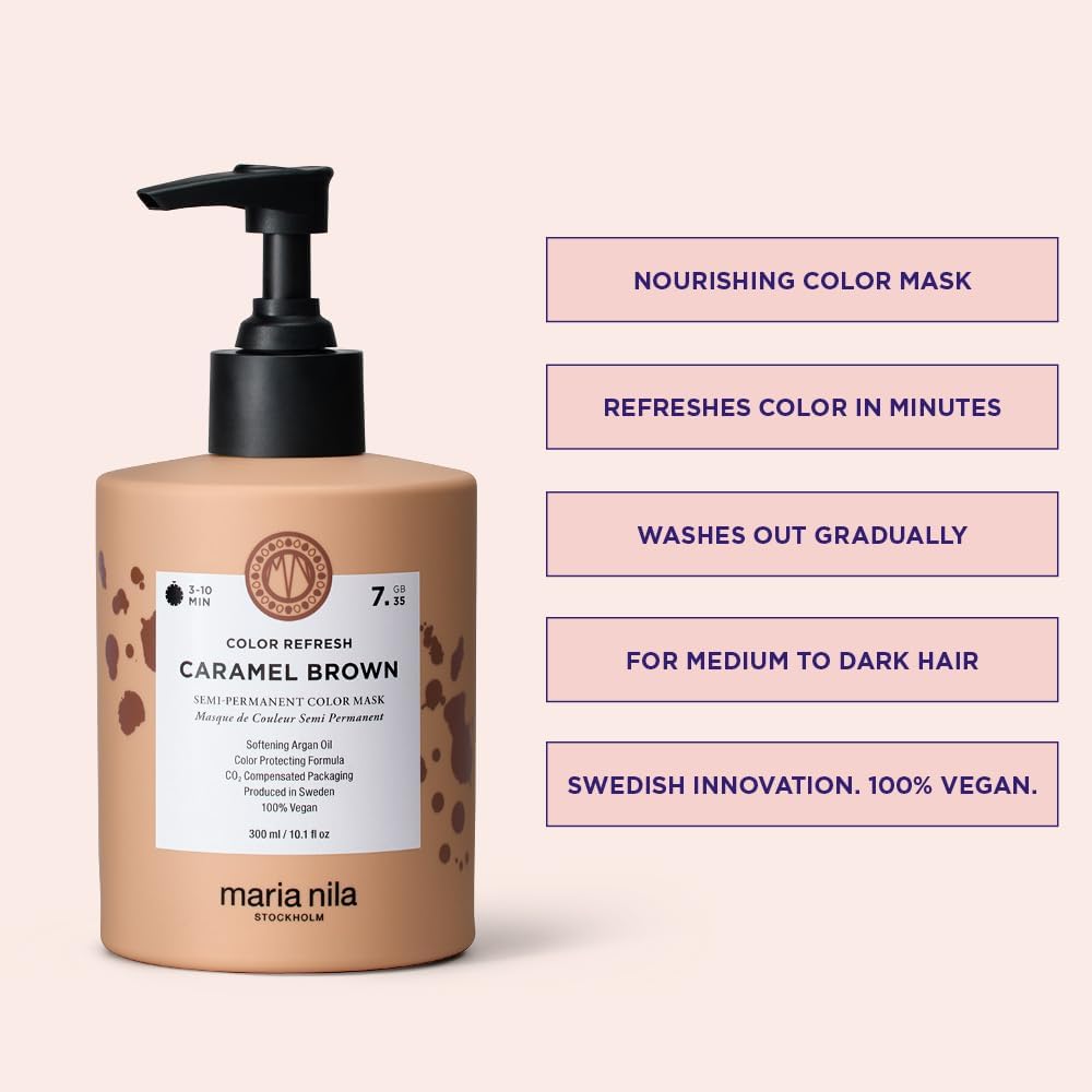 Thumbnail 2 de Maria Nila Colour Refresh Caramel Brown 300 ml – Maschera pigmentata semi-permanente, vegana e senza solfati