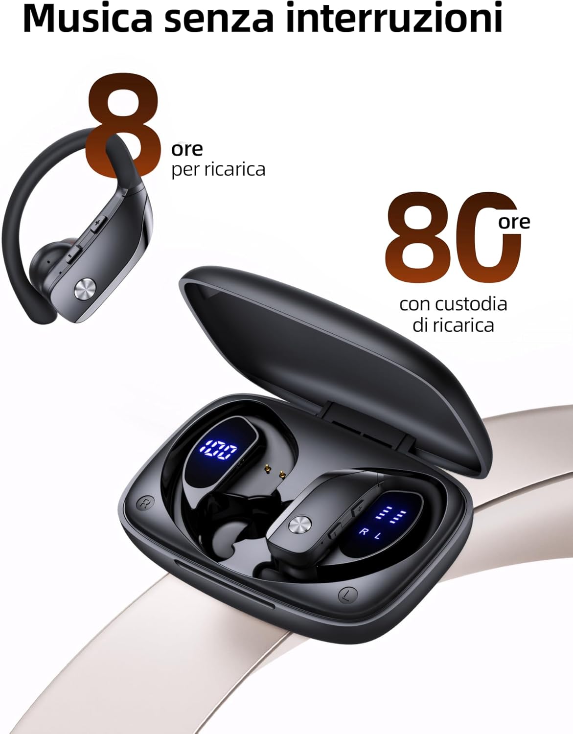 Thumbnail 2 de ECLVOX Cuffie Bluetooth Sport 80H