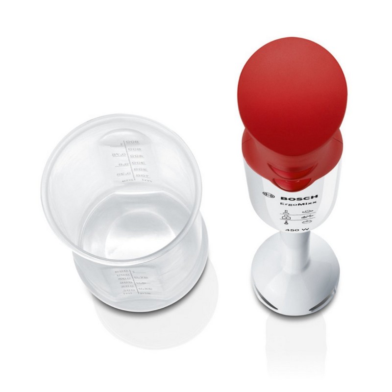 Detalle de Bosch ErgoMixx MSM64010 Batidora de Inmersión 450 W Rojo + Vaso