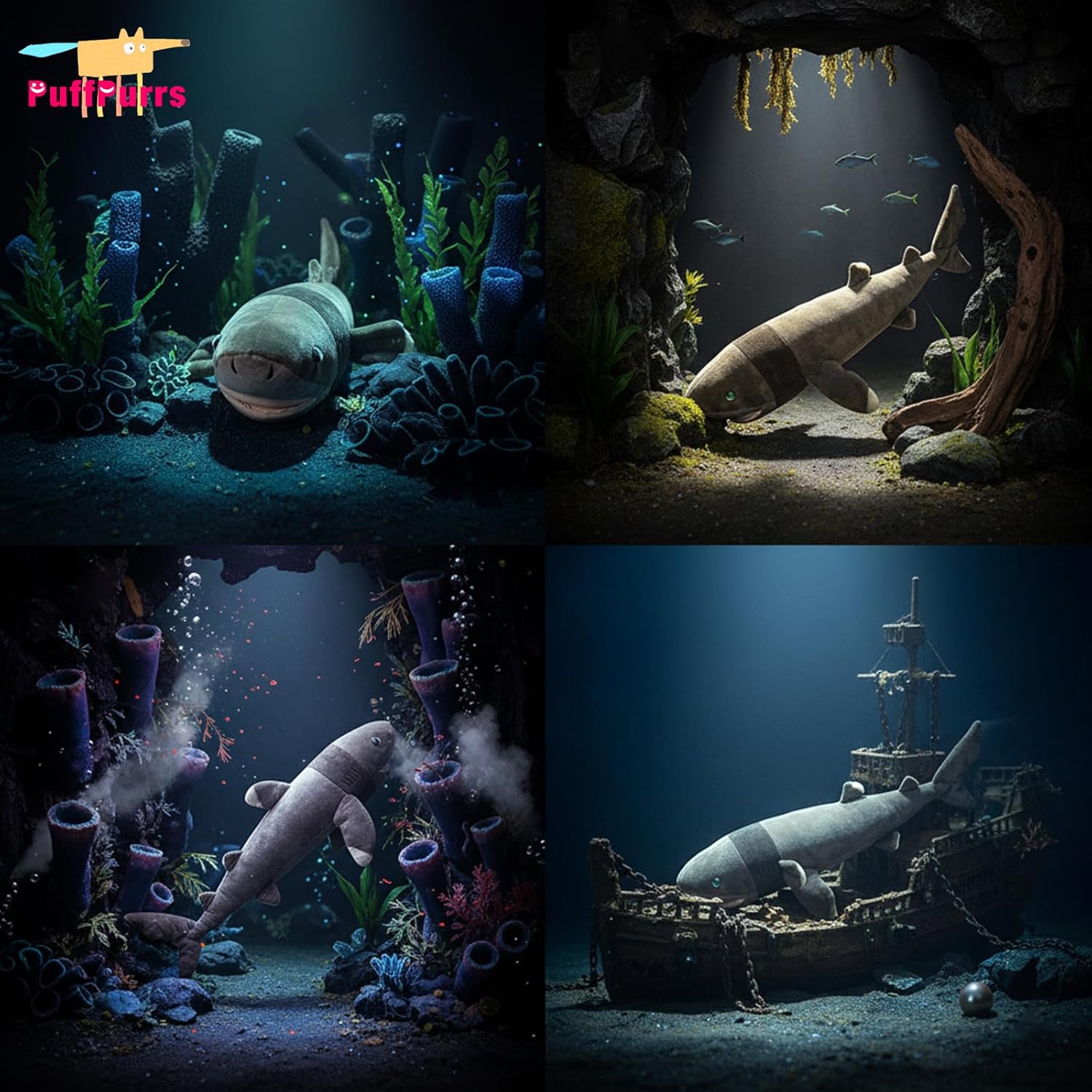 Thumbnail 2 de PuffPurrs Cookiecutter Shark Plush – Lifelike 20in Deep-Sea Toy for Ocean Lovers