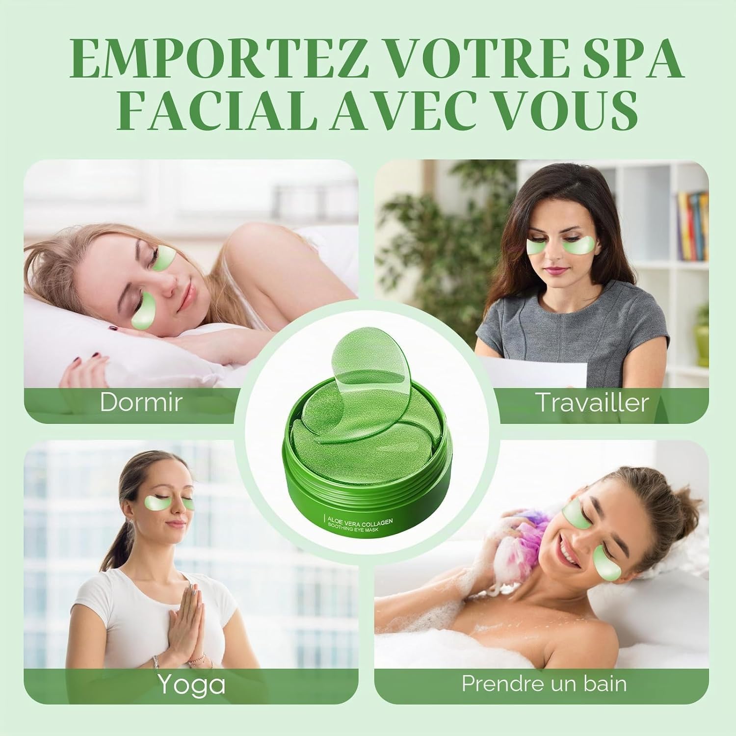 Thumbnail 6 de Lot de 60 coussinets contour des yeux à l’aloe vera – Masque hydrogel hydratant 80 g