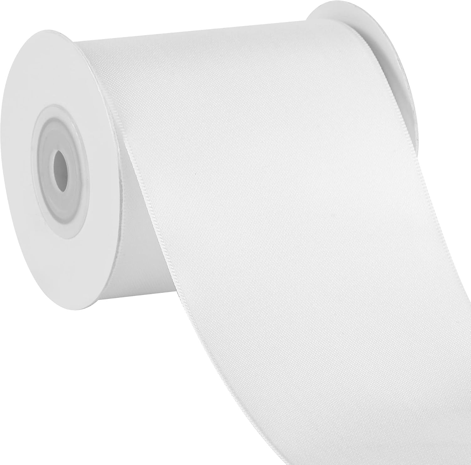 Detalle de LIUYAXI White Double-Faced Satin Ribbon, 3-Inch Wide, 10 Yards