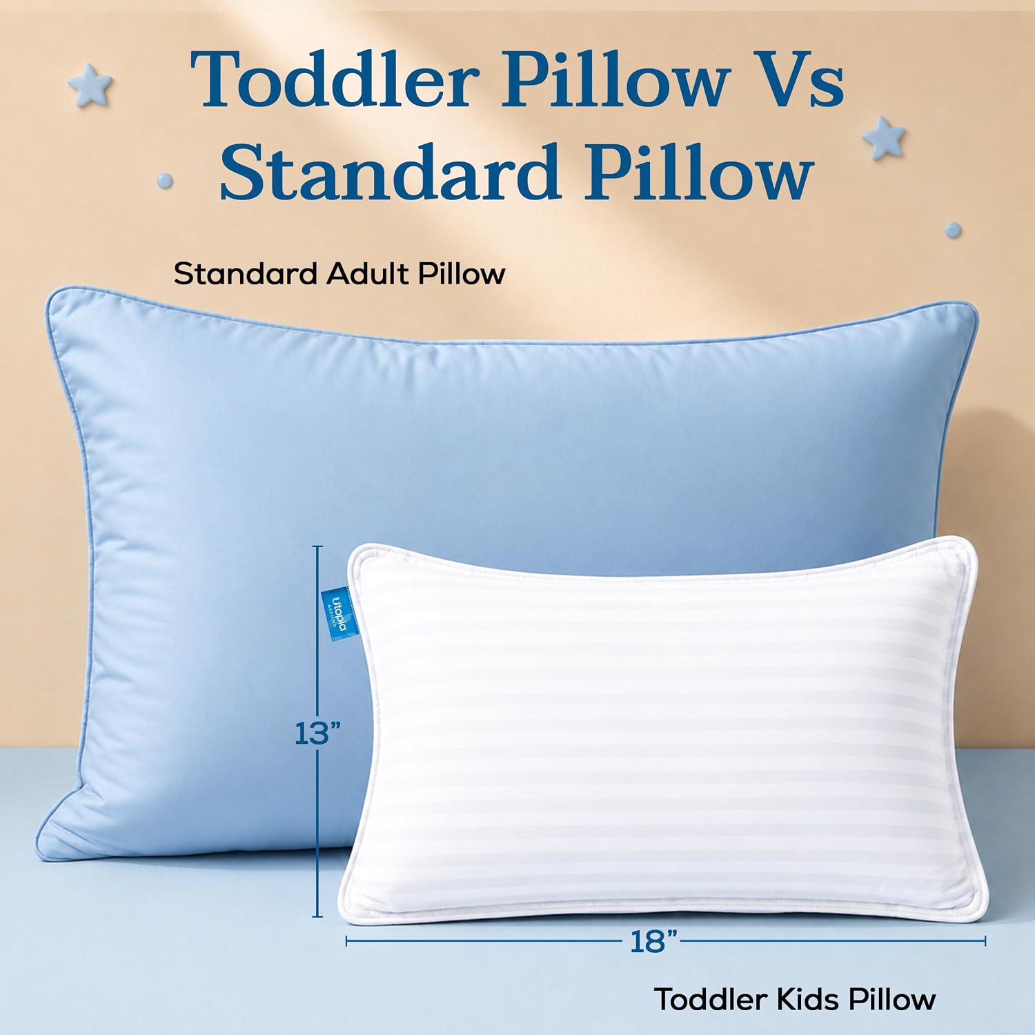 Detalle de Utopia Bedding Toddler Pillow 2 Pack, 13 x 18 Inch Cotton-Blend Shell