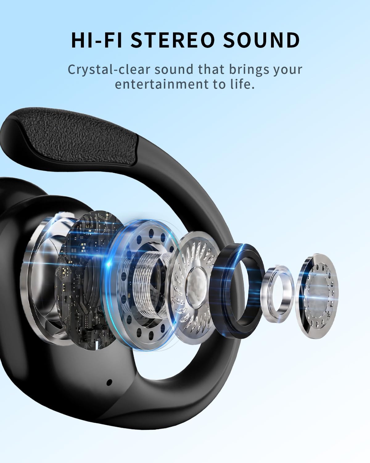 Thumbnail 4 de WHYKJTEK BX30 Open-Ear Wireless Earbuds, ANC, 90-Hour Playtime, IPX7 Black