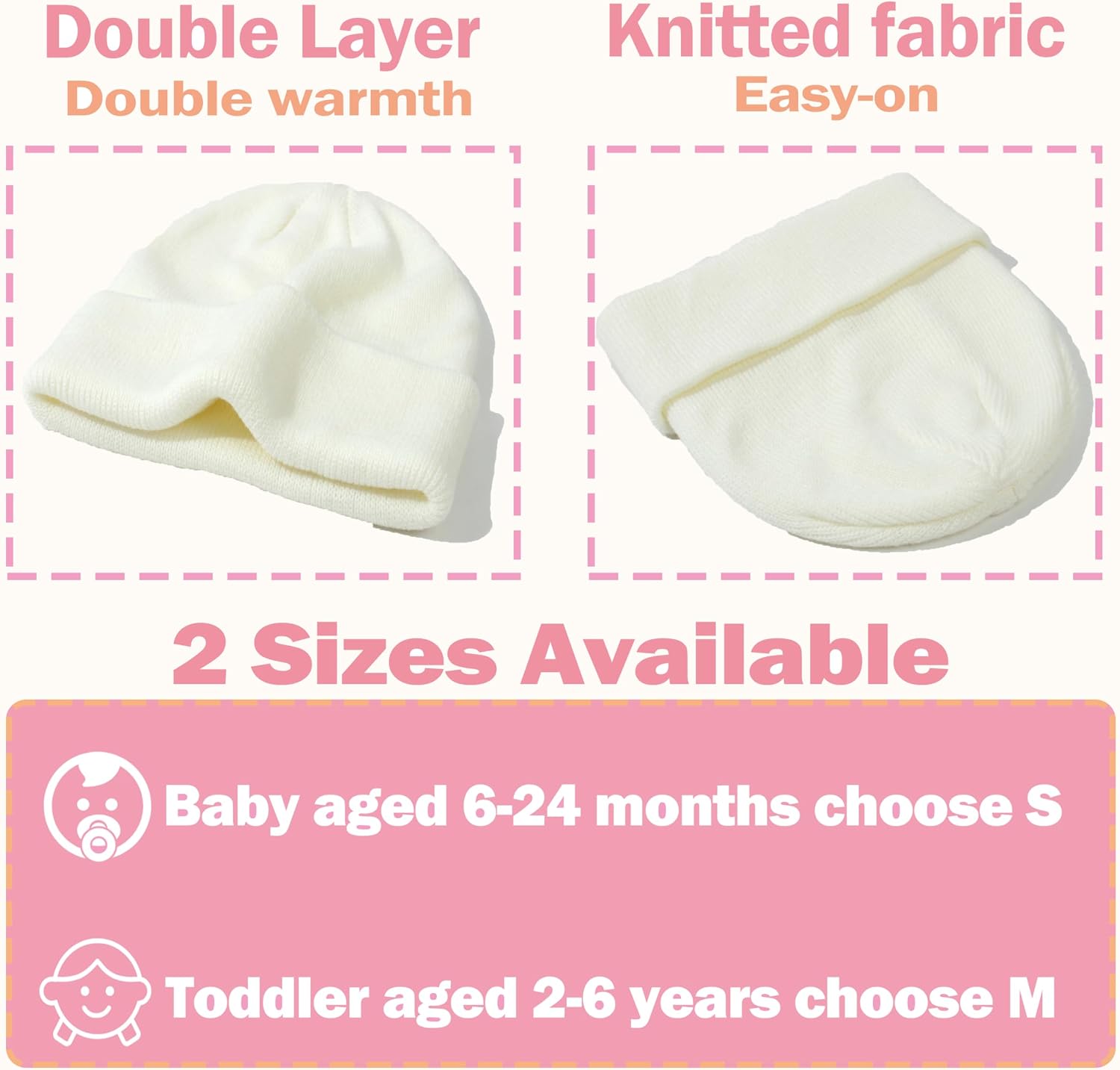 Detalle 1 de Baby beanie hat for winter, knit warmth 1-6