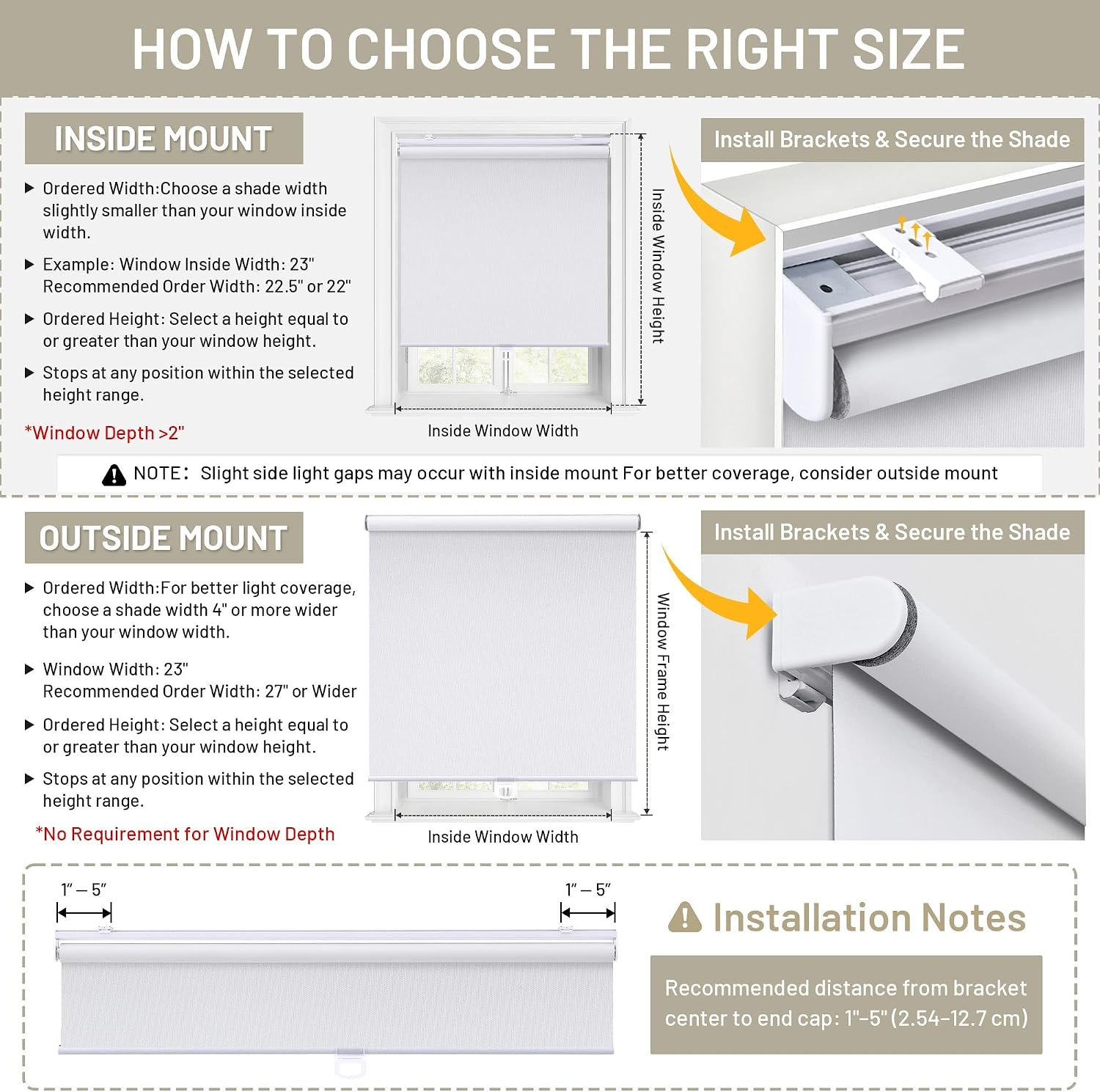 Detalle de Sunoff 100% Blackout Cordless Roller Shades (28" W x 72" H) for Windows & French Doors
