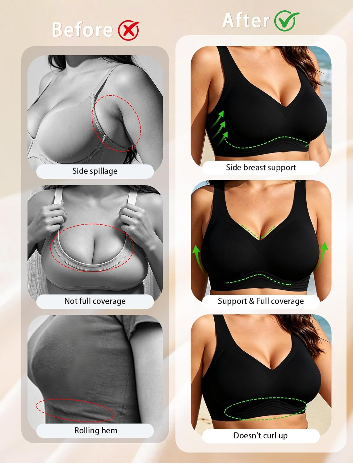 Detalle de Jelly Wireless Bra Plus Size: Seamless Full-Coverage Comfort (No Underwire)