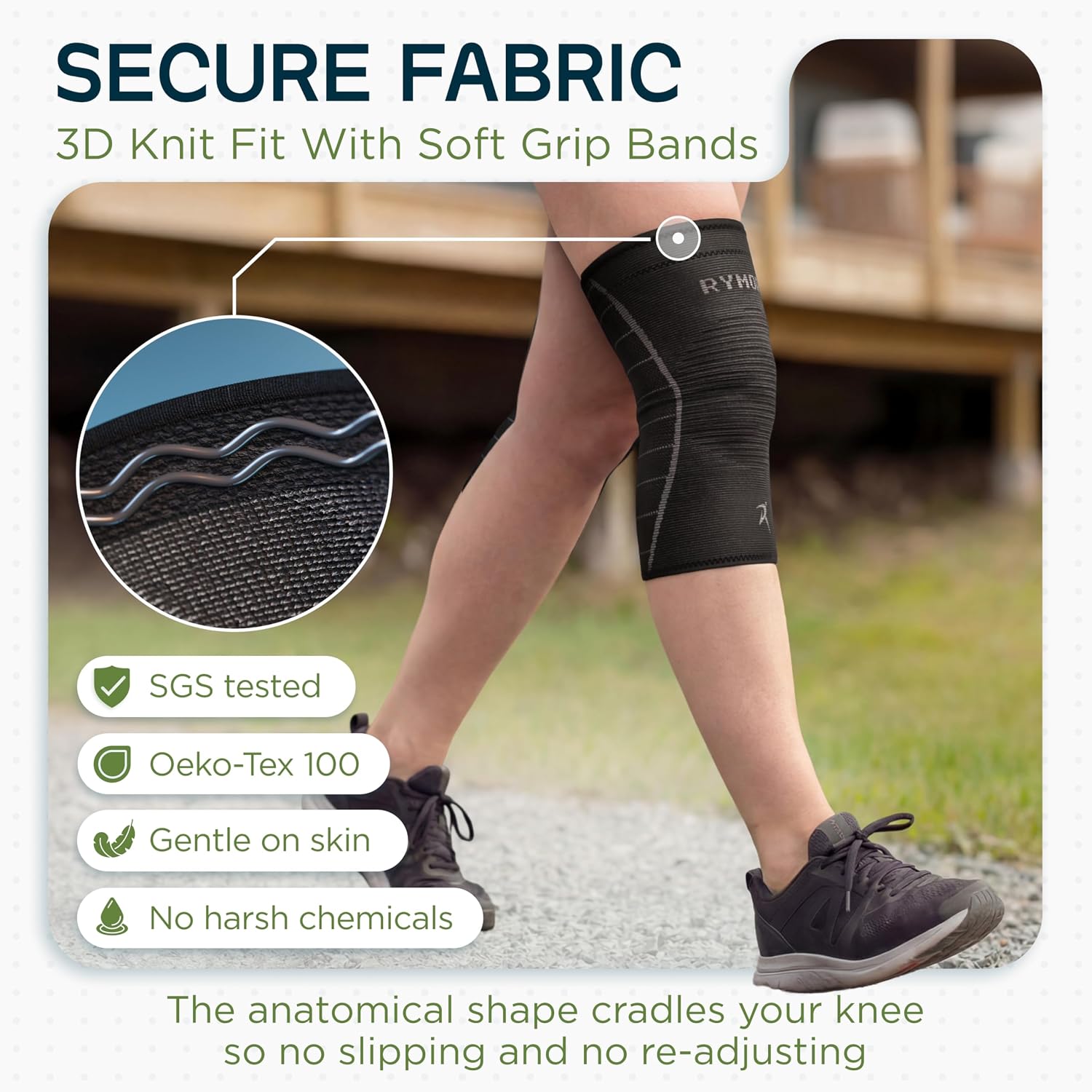 Thumbnail 5 de Knee Support for Men and Women (Black) - Extra Large (XL) Single Sleeve by Rymora