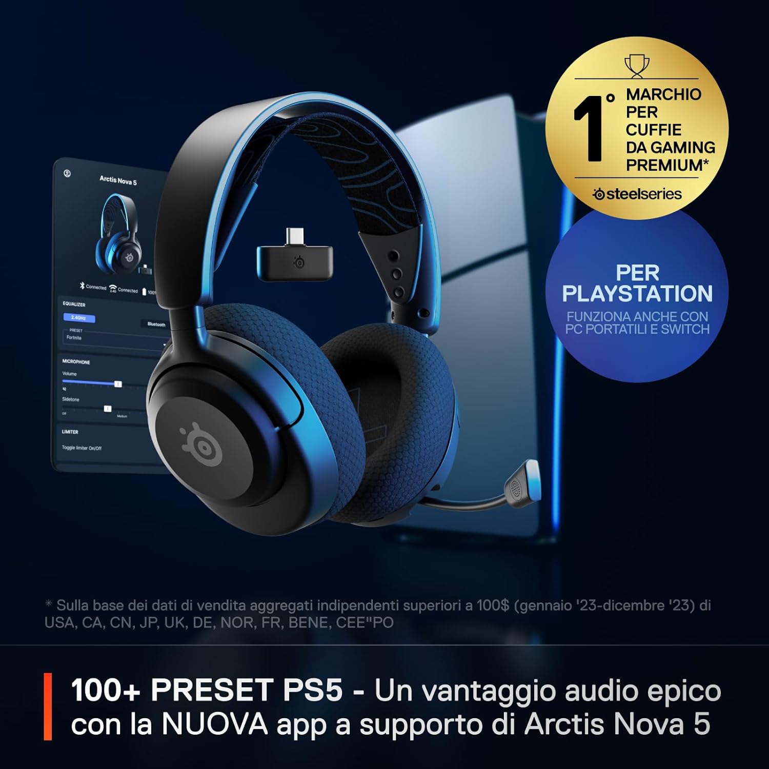 Thumbnail 1 de SteelSeries Arctis Nova 5P cuffie PS5 60 HR