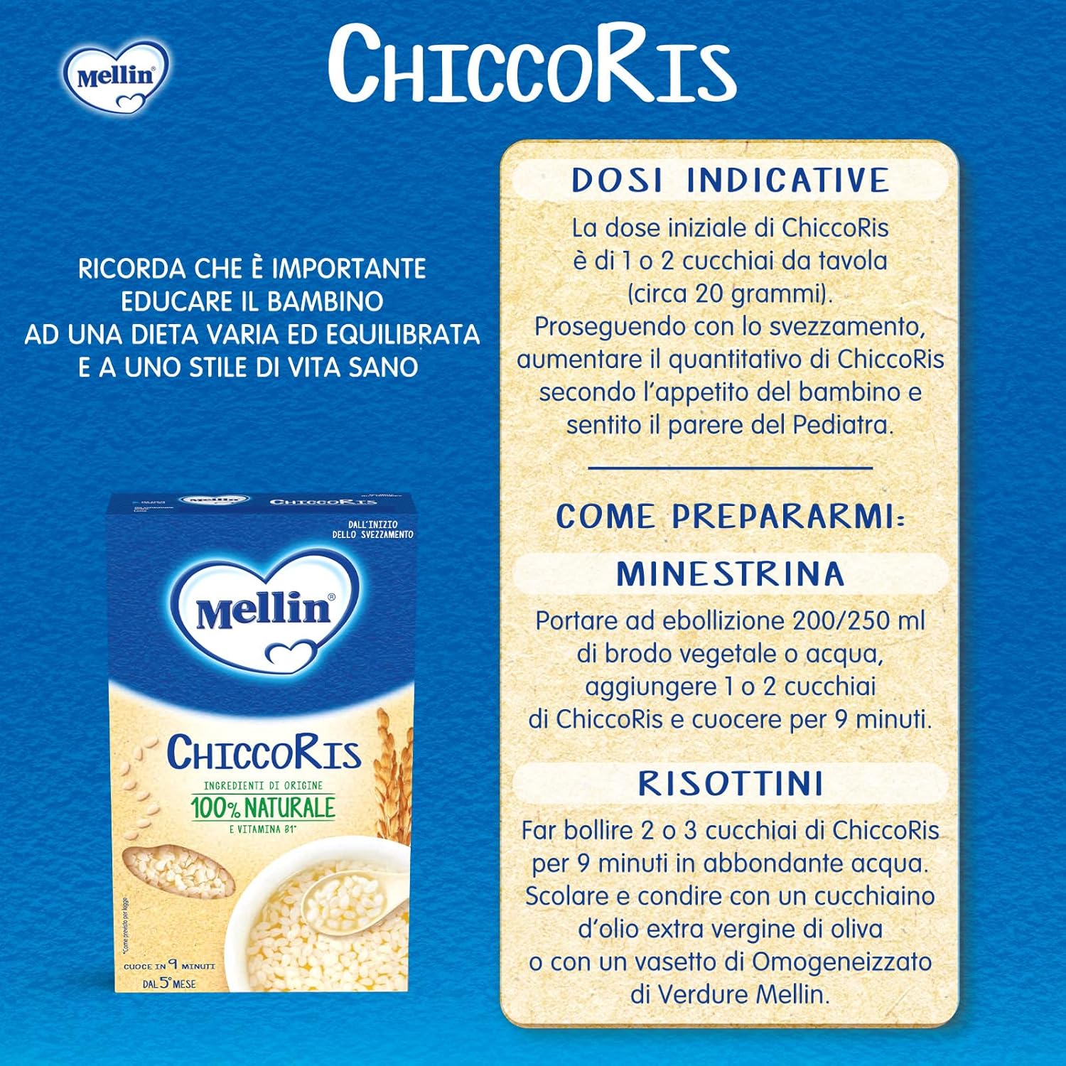 Thumbnail 4 de Mellin ChiccoRis: Alimento con Vitamina B1 a base di Farina di Riso, per Bambini dal 5° Mese, 12 Confezioni da 320 g