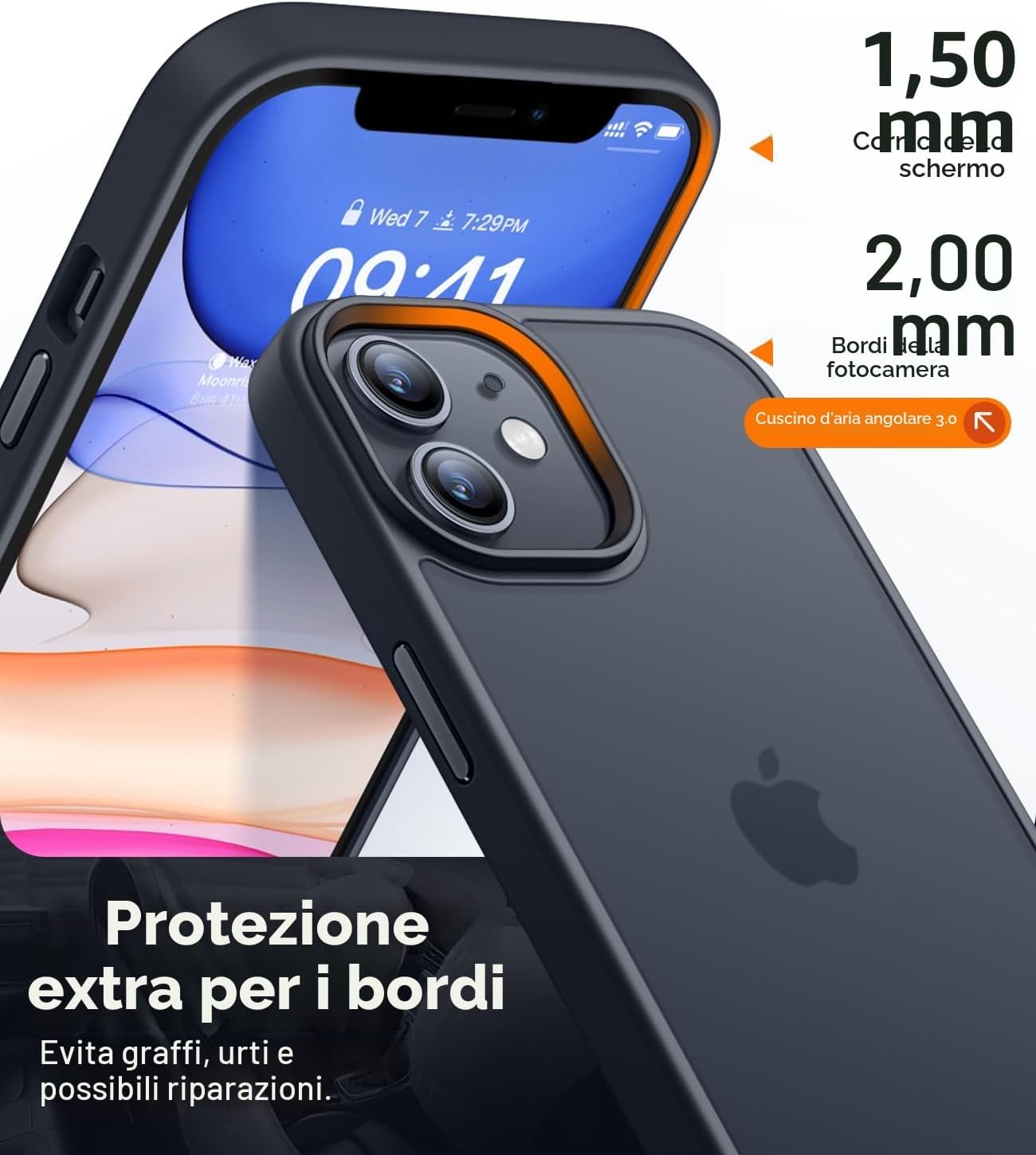 Detalle 2 de CANSHN Cover Opaca per iPhone 11 con Bordi Quadrati – Custodia sottile antiurto, trasparente opaca nera