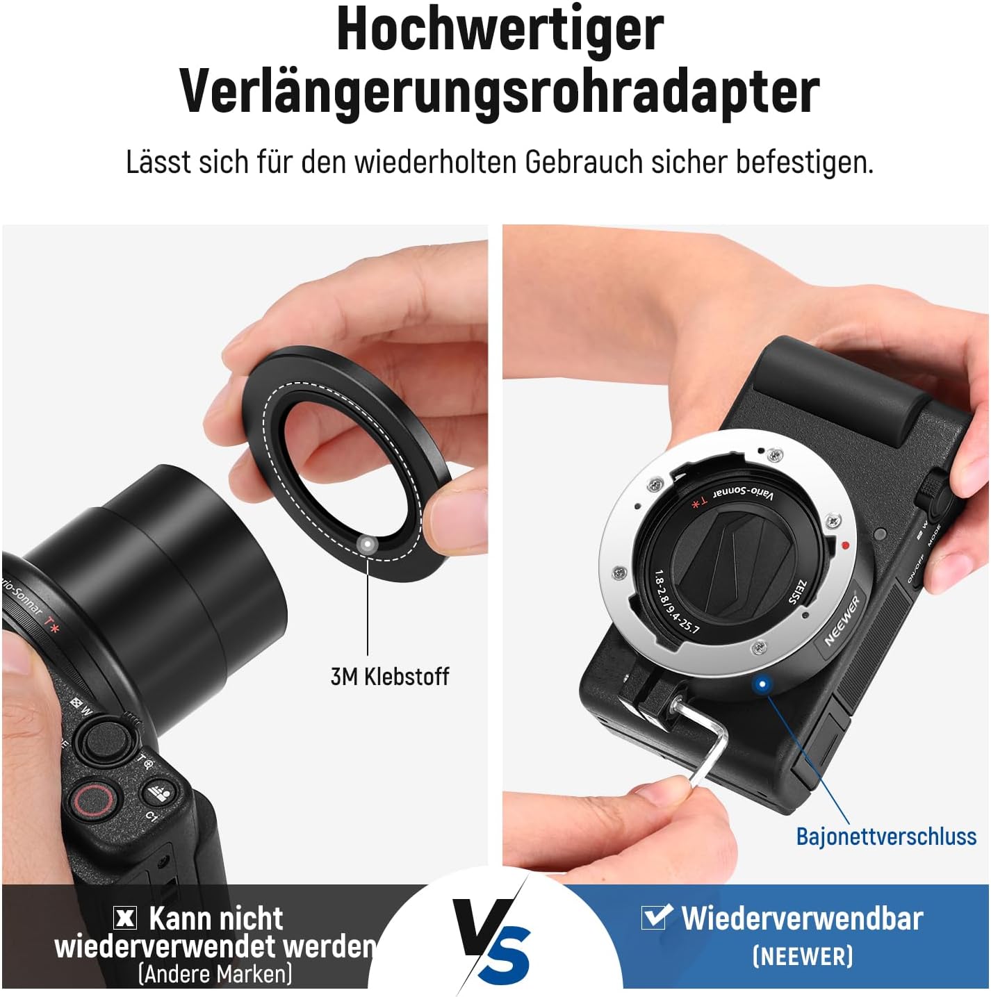Thumbnail 6 de NEEWER Weitwinkelobjektiv 18 mm + 10x Makro für Sony ZV1 – Set mit Verlängerungsrohr
