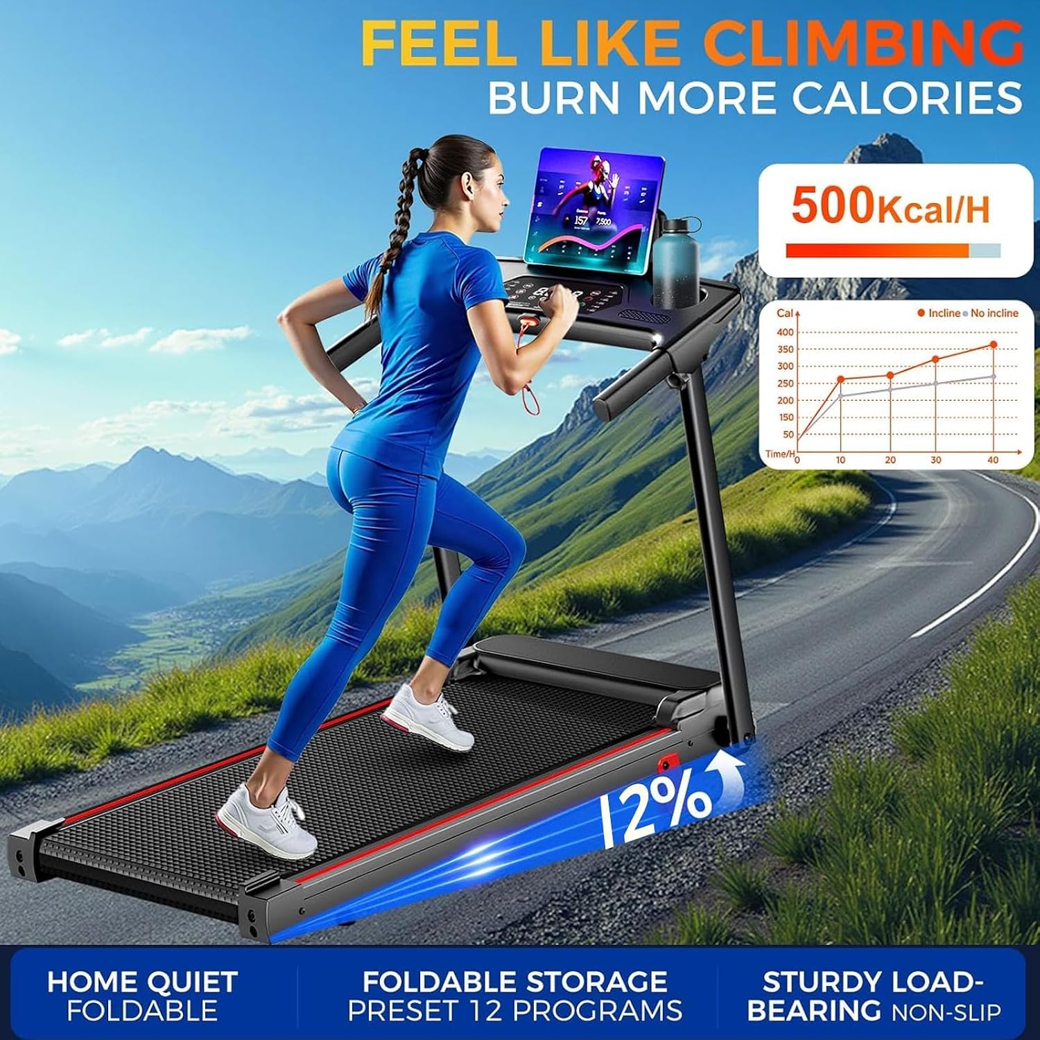 Detalle 2 de ZPUFDYM 970NX Folding Treadmill with 12% Manual Incline and 3.0 HP Brushless Motor