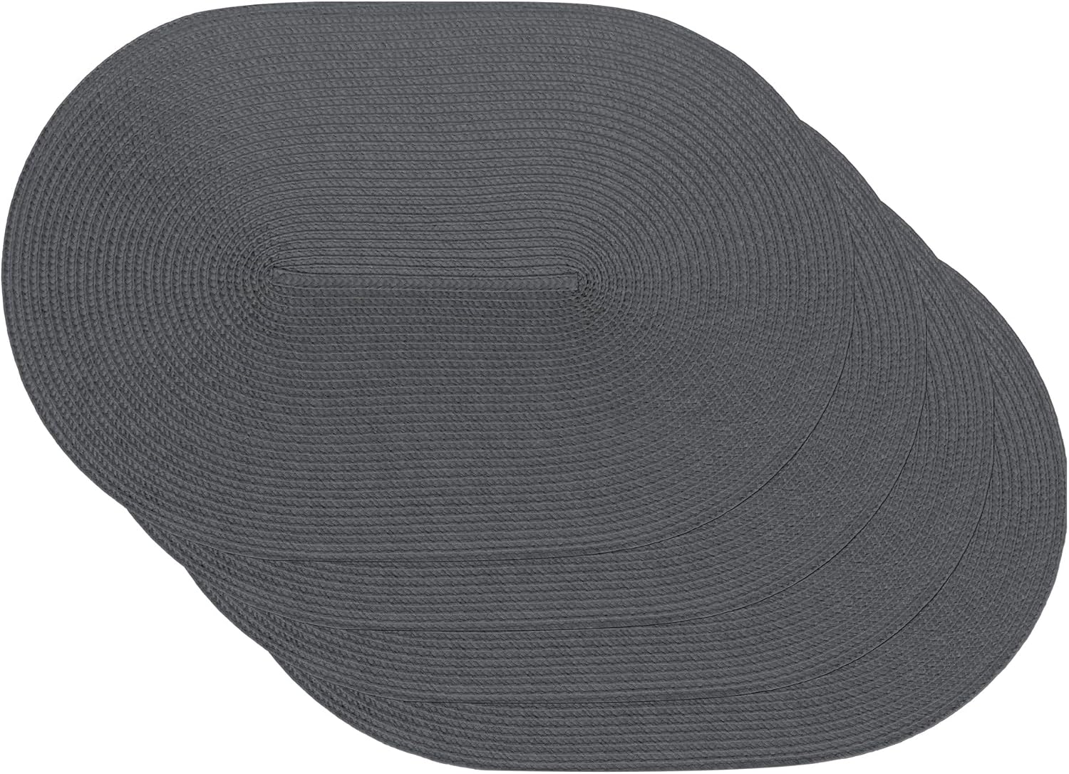 Venilia Tischset Grau Oval 45 × 30 cm im 4er-Set – gewebt, lebensmittelecht, platzdeckchen