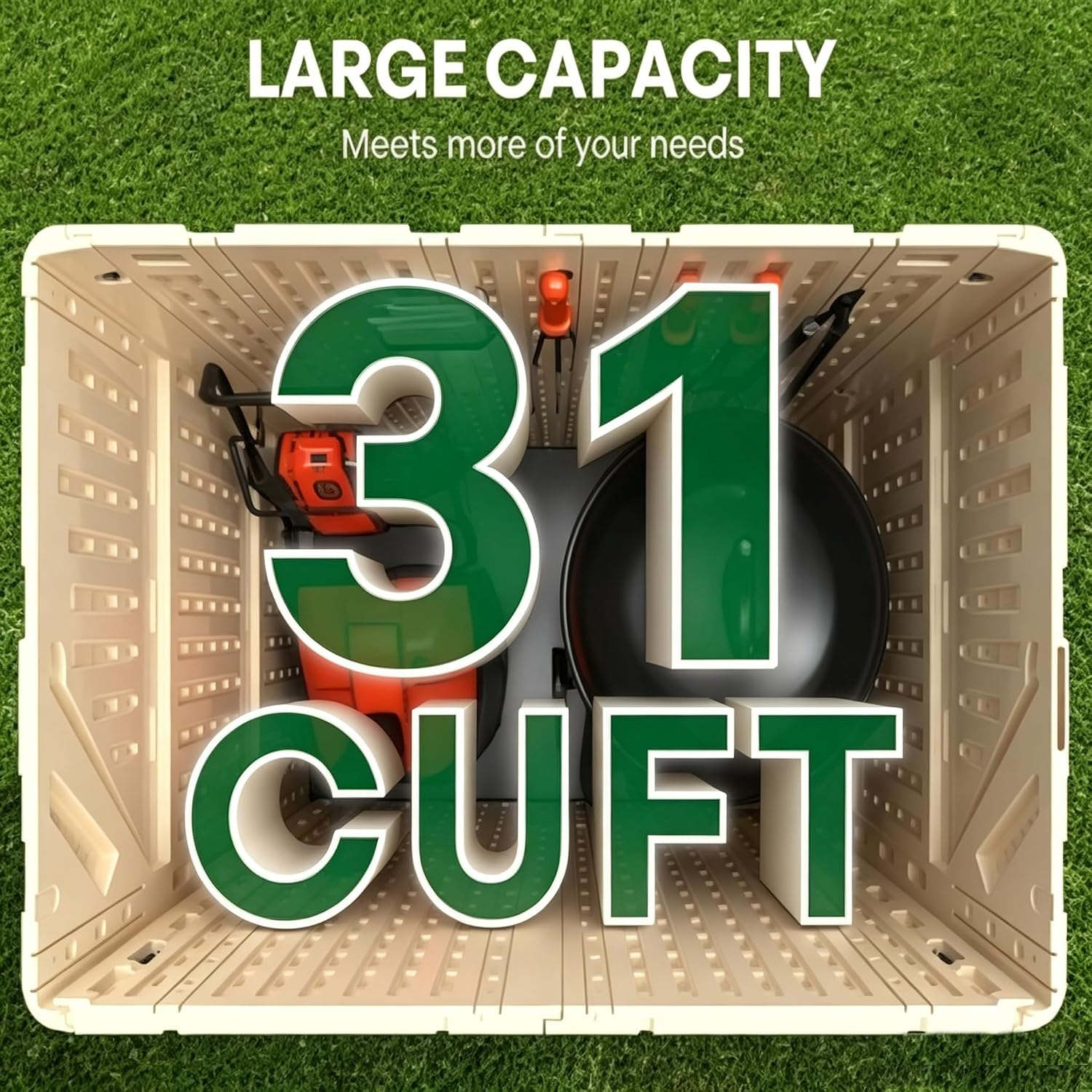 Thumbnail 4 de IWDOO Outdoor Storage Cabinet, 31 Cu. Ft. Waterproof Resin Shed