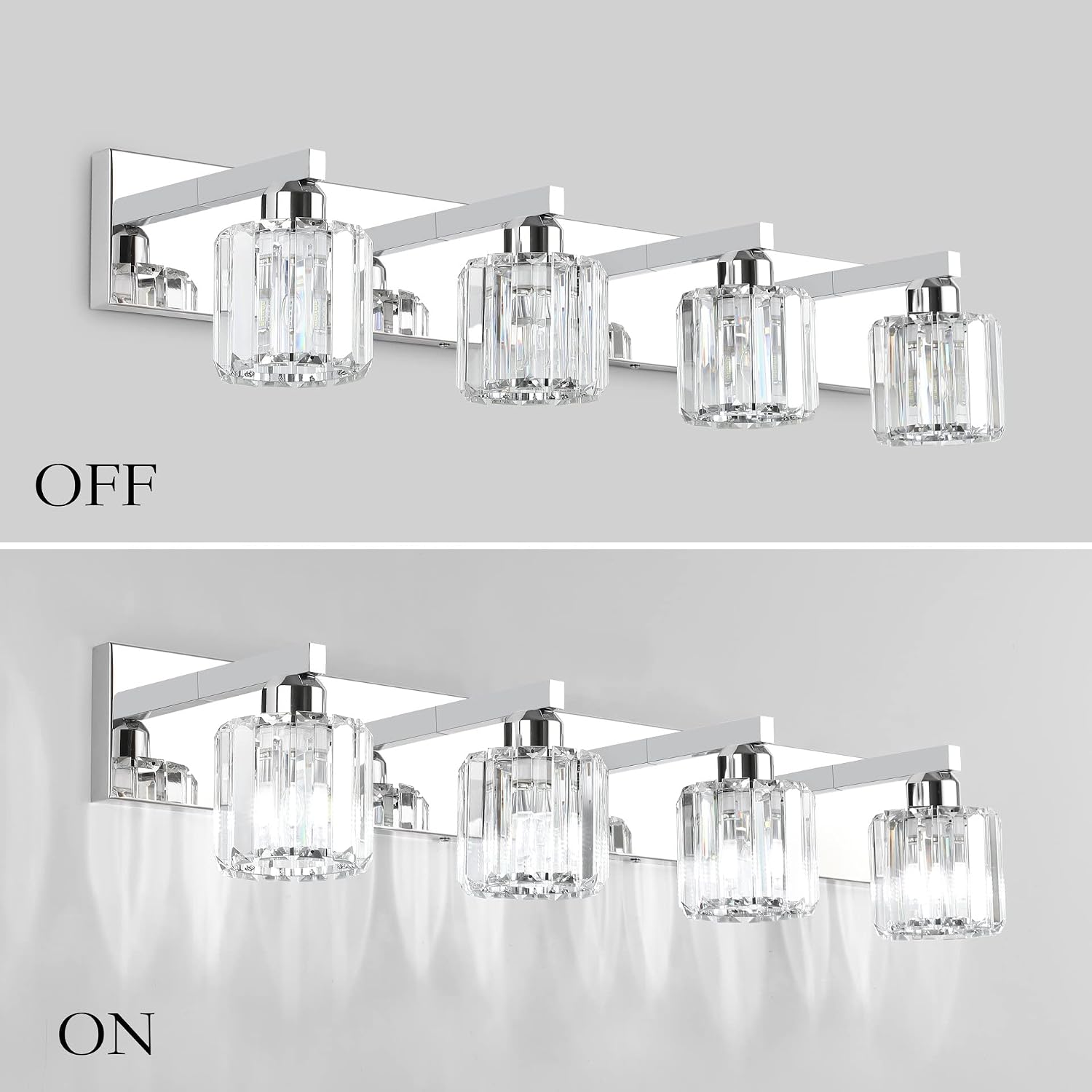 Detalle de Aipsun 8460 Crystal Bathroom Vanity Light, 4-Light Wall Fixture