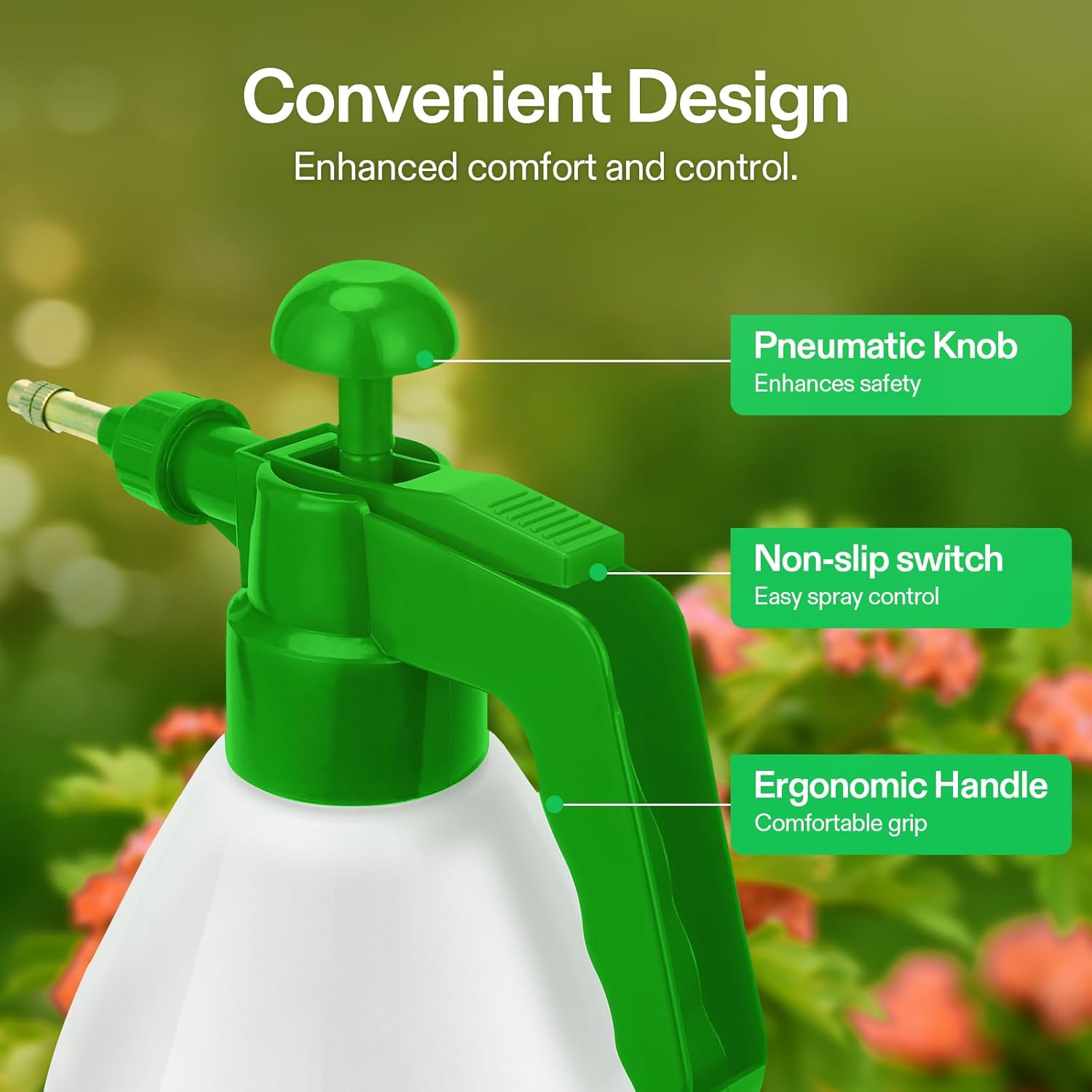 Thumbnail 5 de VIVOSUN spruzzatore nebulizzatore manuale a pressione da 1,5 L con ugello in ottone regolabile (verde)