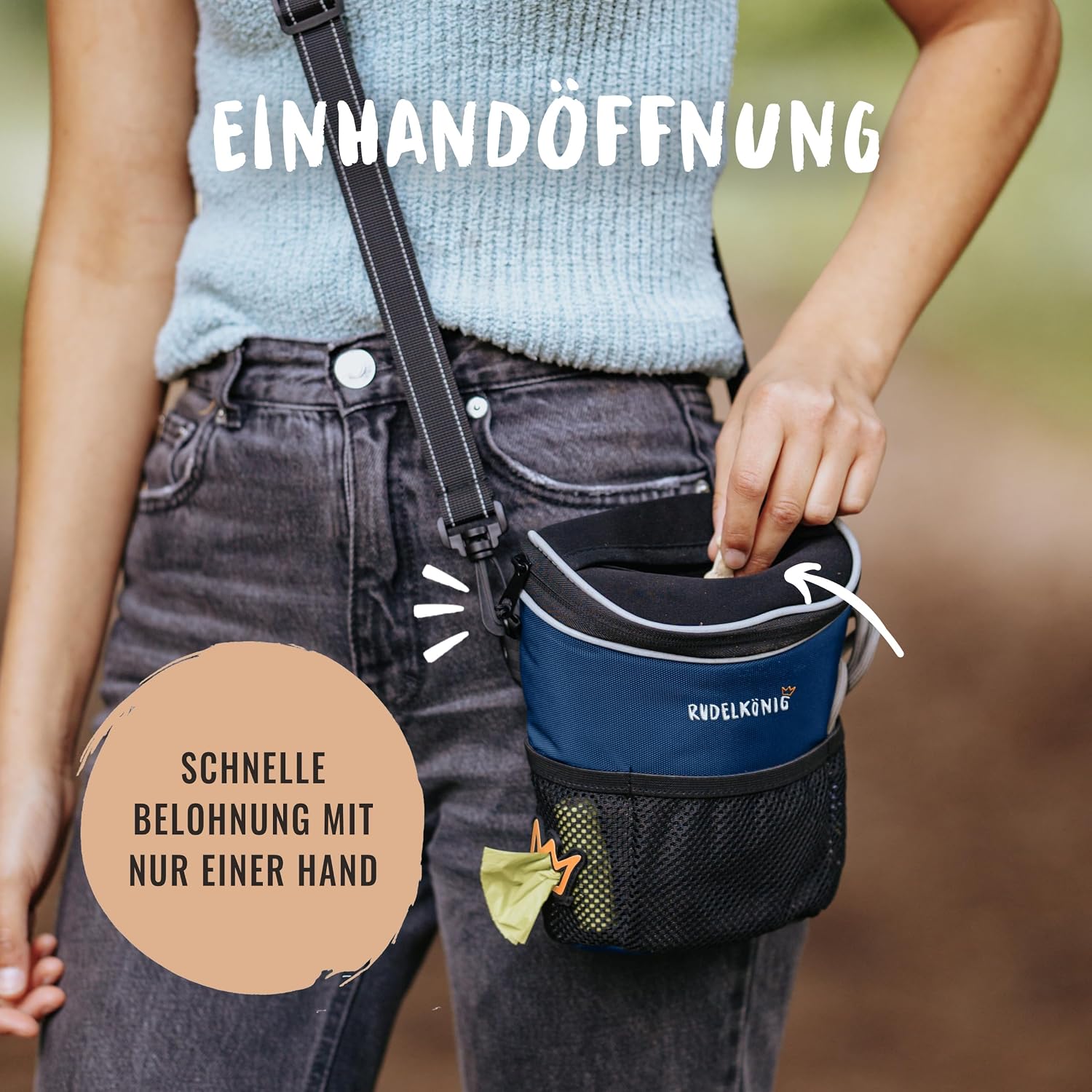 Detalle 1 de Rudelkönig Leckerlitasche für Hunde Gassi Tasche