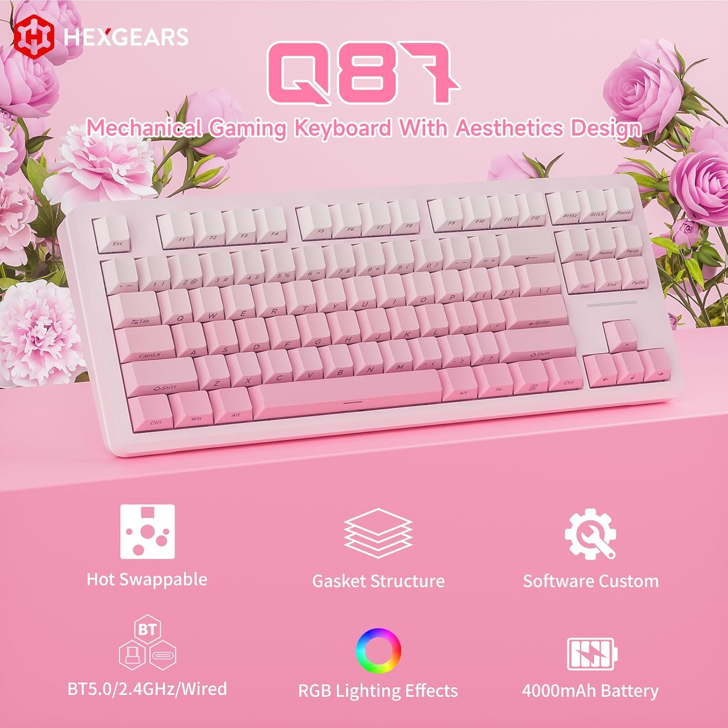 Detalle de Hexgears Wireless Mechanical Keyboard Q87