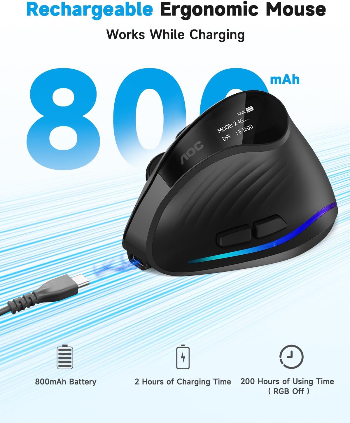 Detalle de AOC Vertical Mouse 4800 DPI