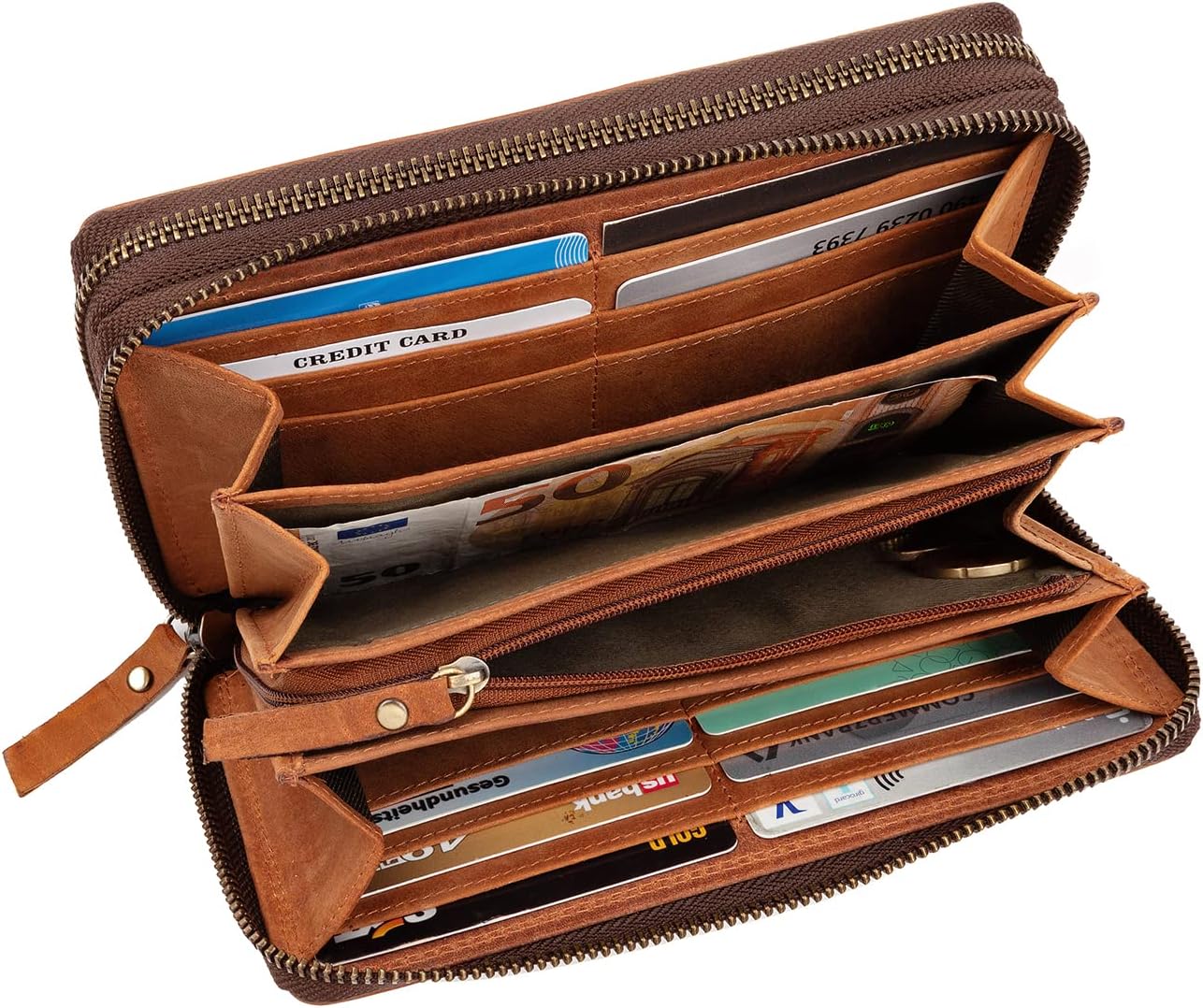 Detalle 1 de KRONIFY XXL Leder Geldbörse Damen 29 Karten