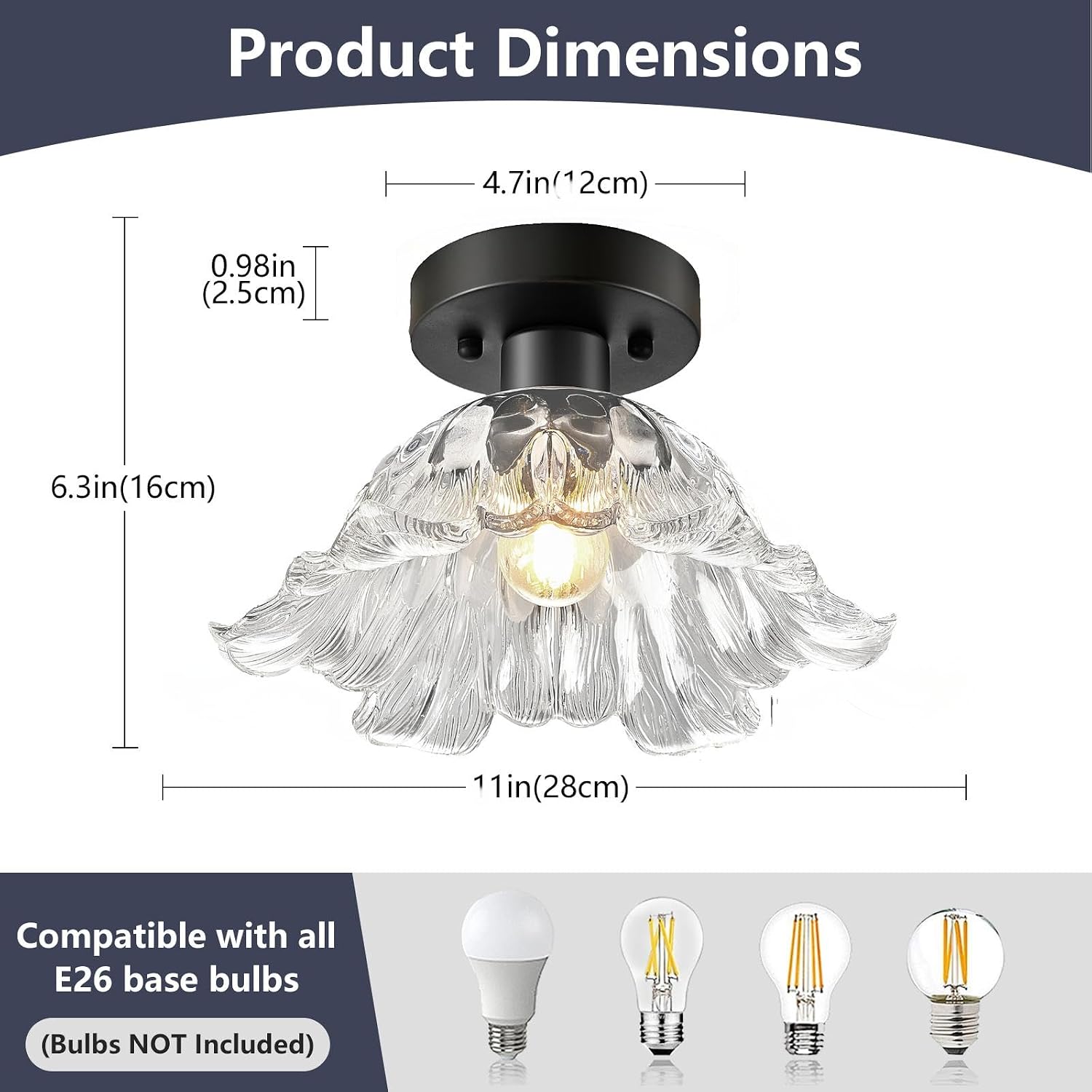 Detalle de Semi-Flush Ceiling Light, 11.02-Inch